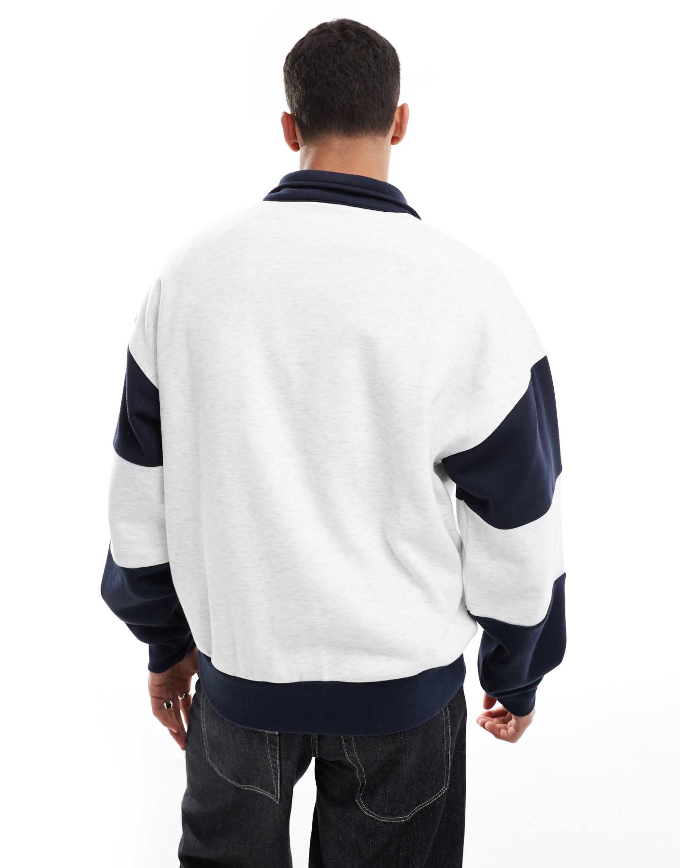 Champion Rochester collegiate half zip sweatshirt in grey marl and navy