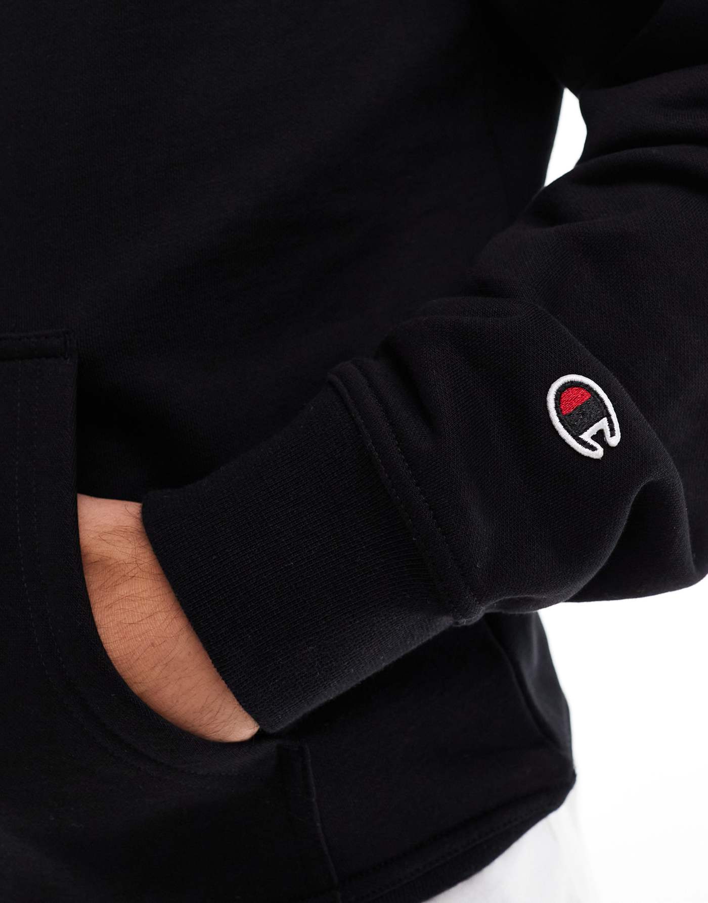 Champion Legacy unisex left chest logo hoodie in black