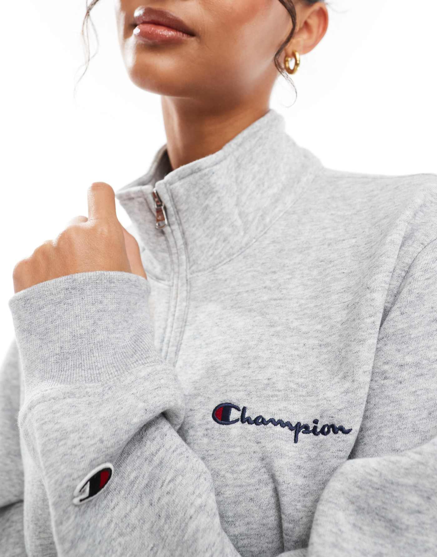 Champion Legacy unisex half zip sweatshirt in grey