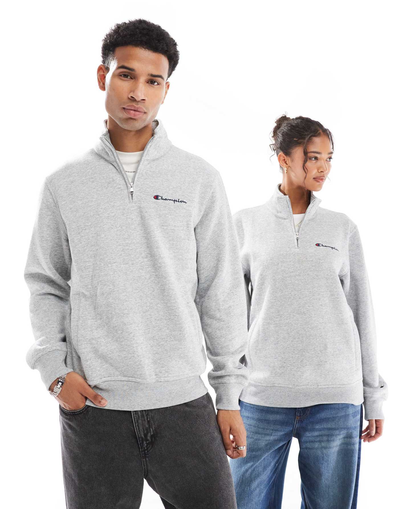 Champion Legacy unisex half zip sweatshirt in grey