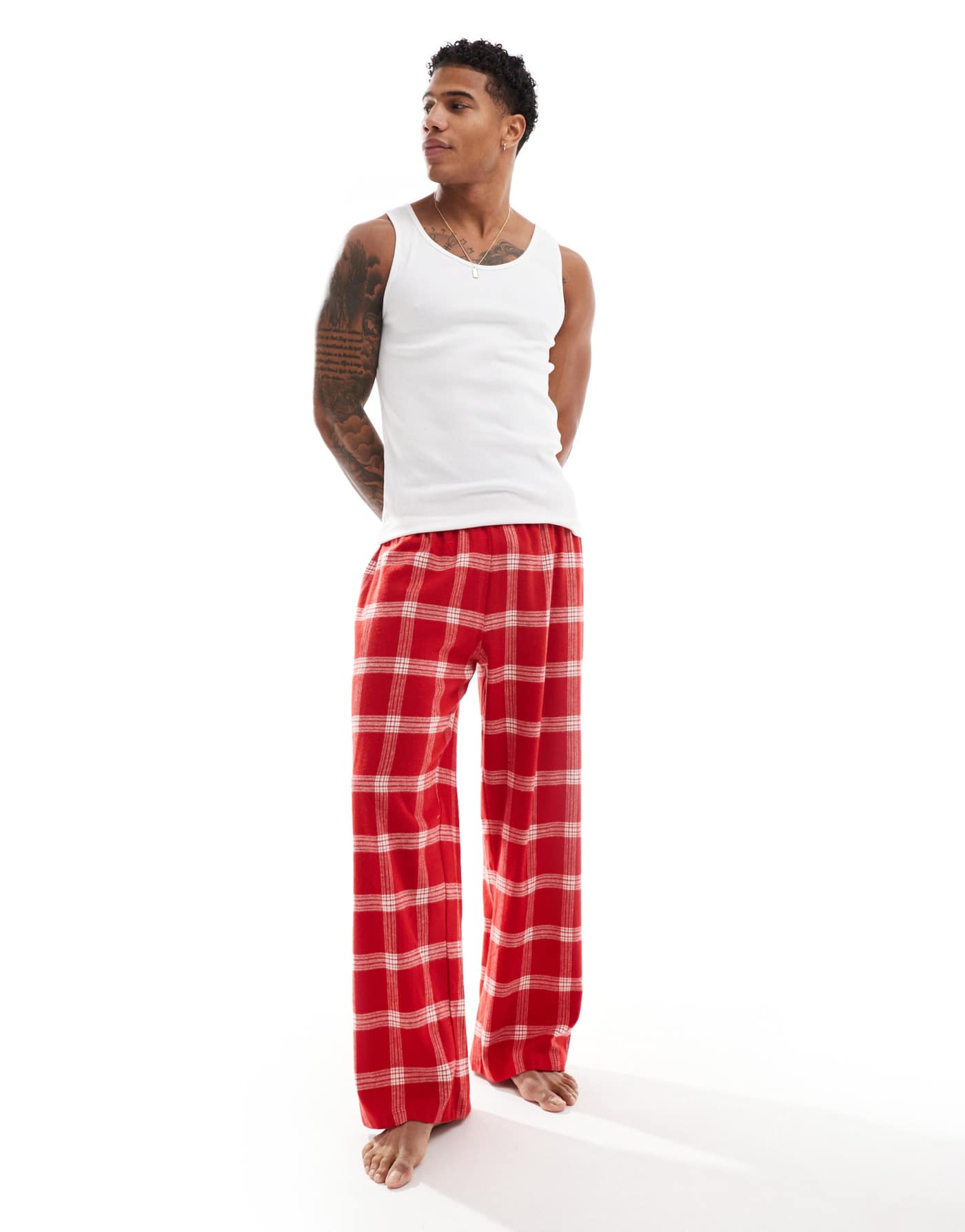 ASOS DESIGN lounge pants in red check