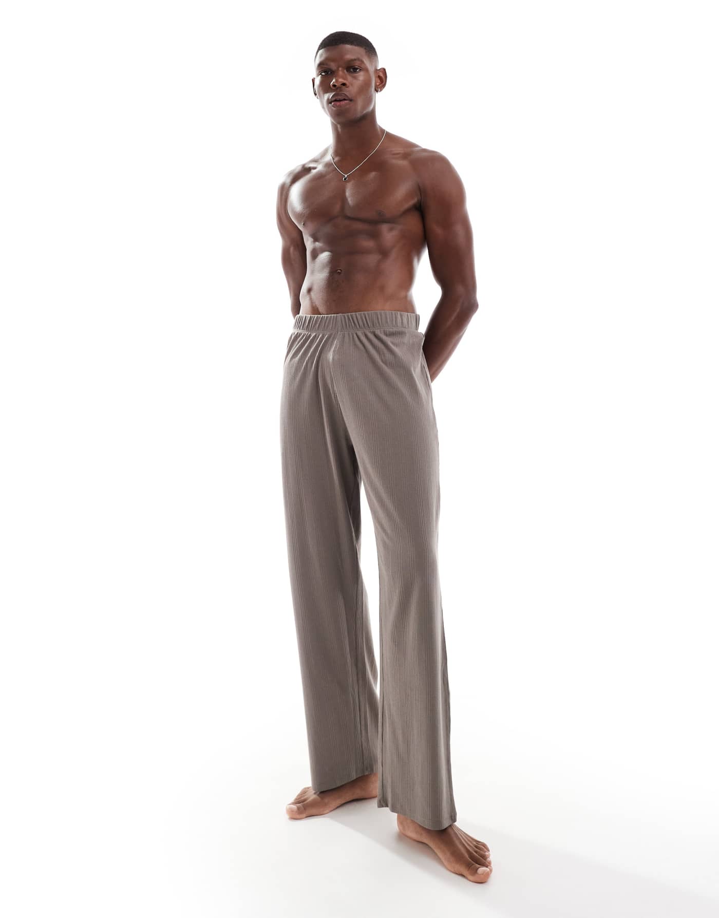 ASOS DESIGN texture lounge pants in brown