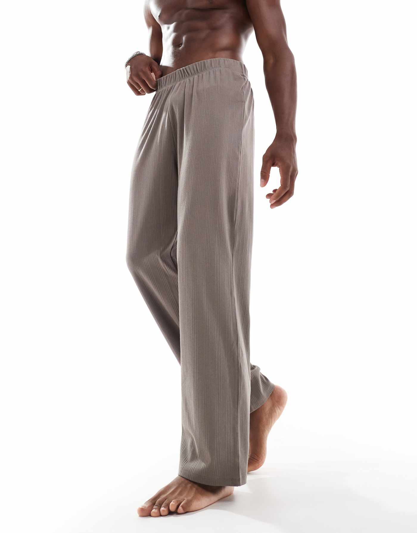 ASOS DESIGN texture lounge pants in brown