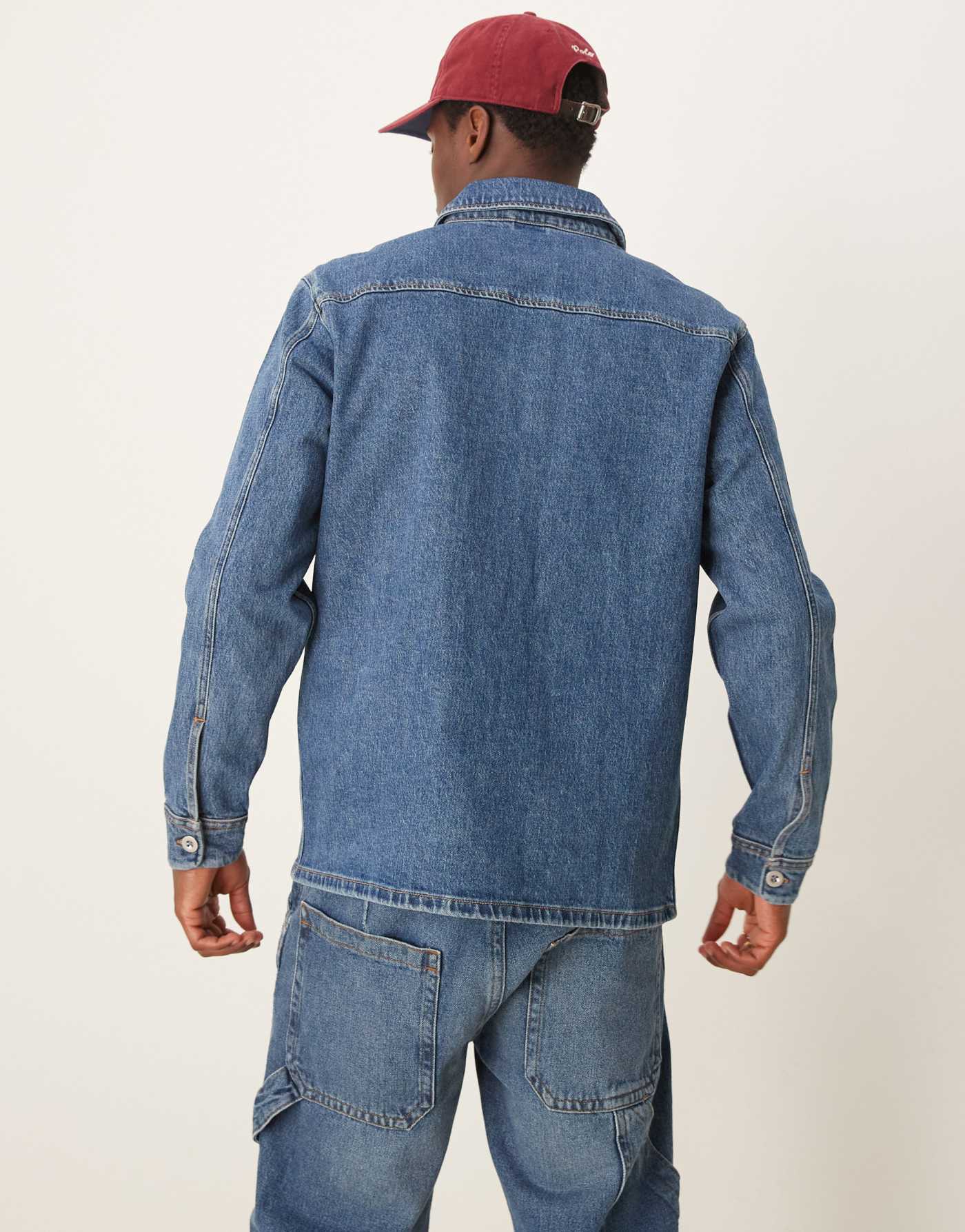 Selected Homme boxy denim overshirt in mid blue