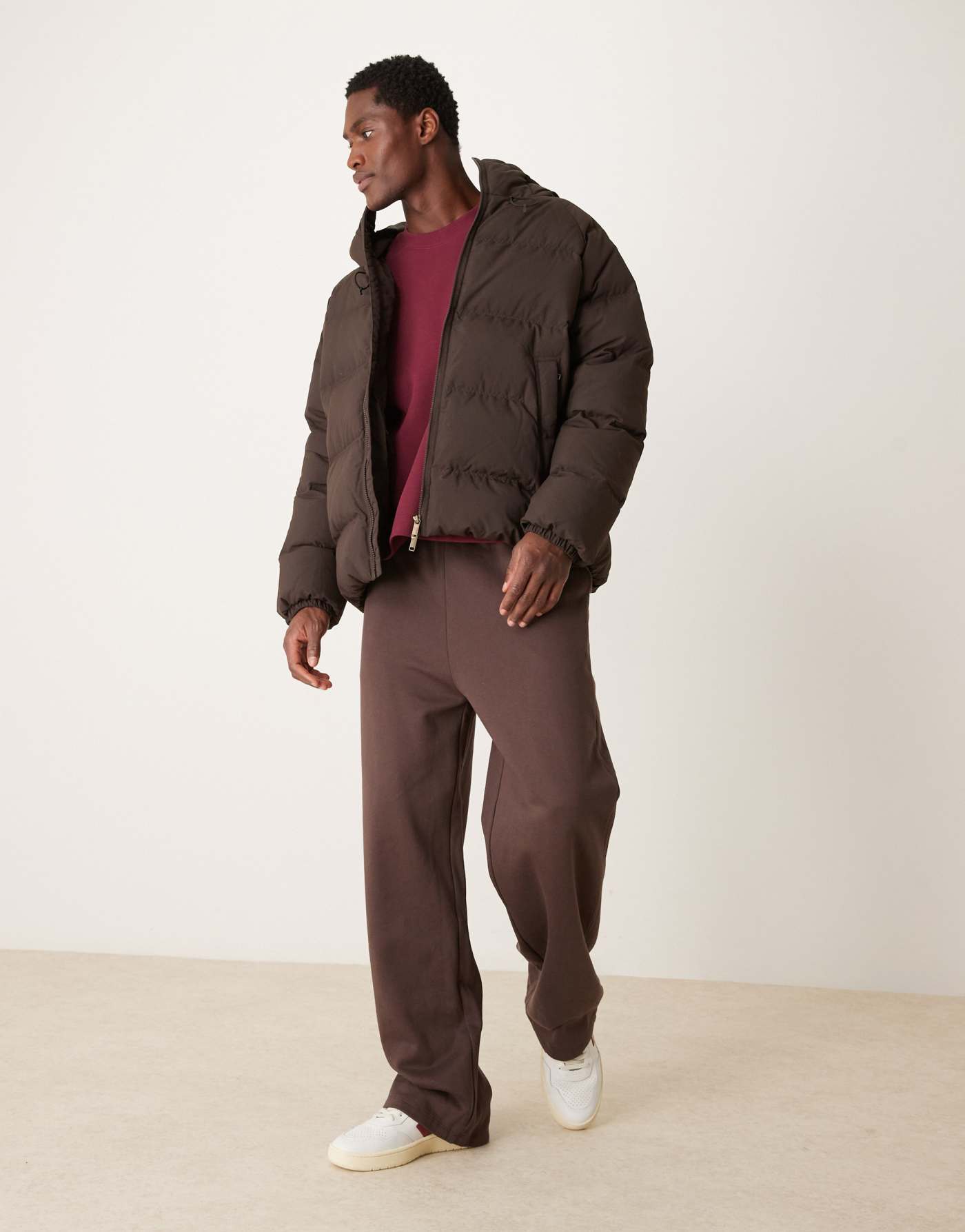 Selected Homme Down puffer jacket in brown