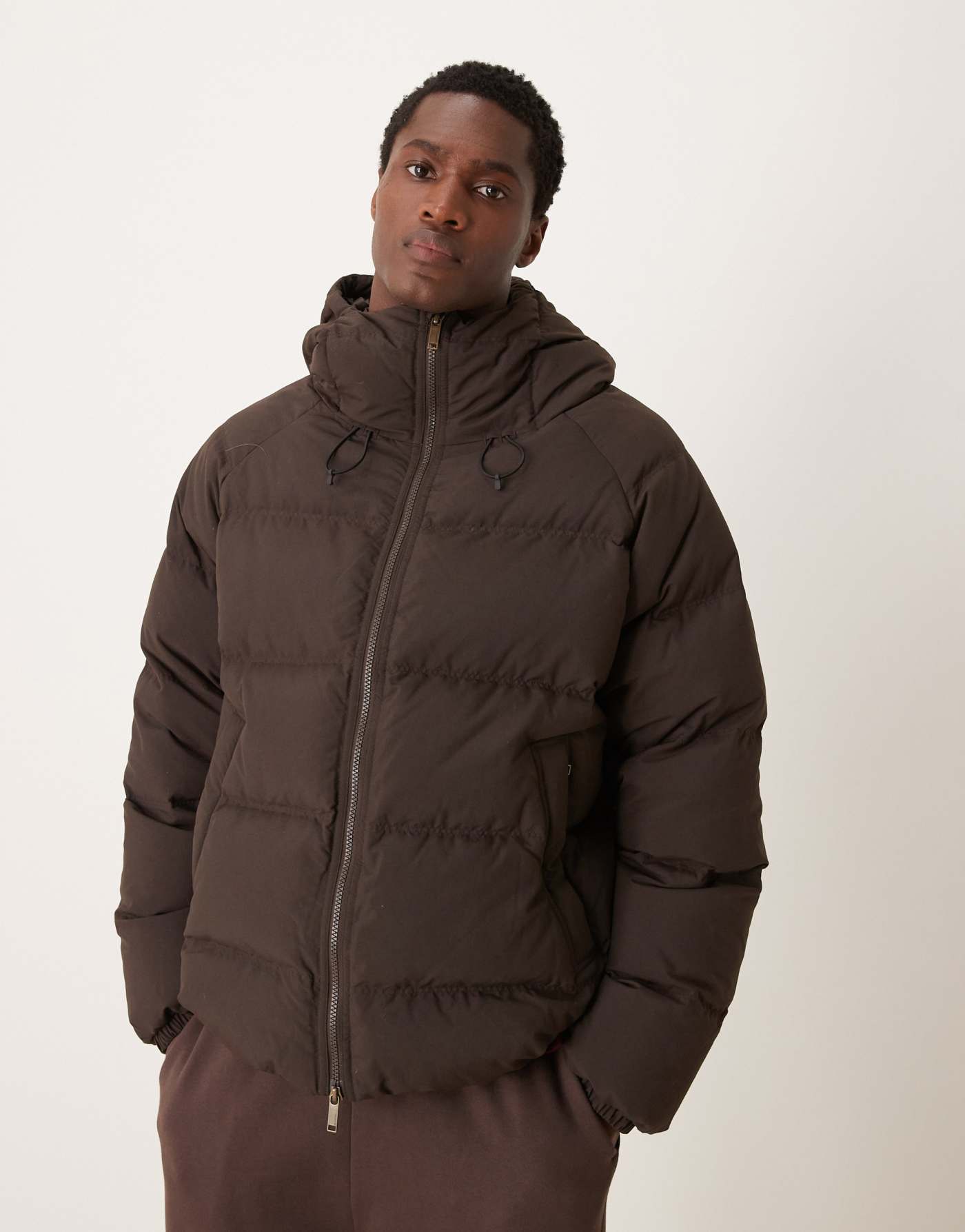 Selected Homme Down puffer jacket in brown