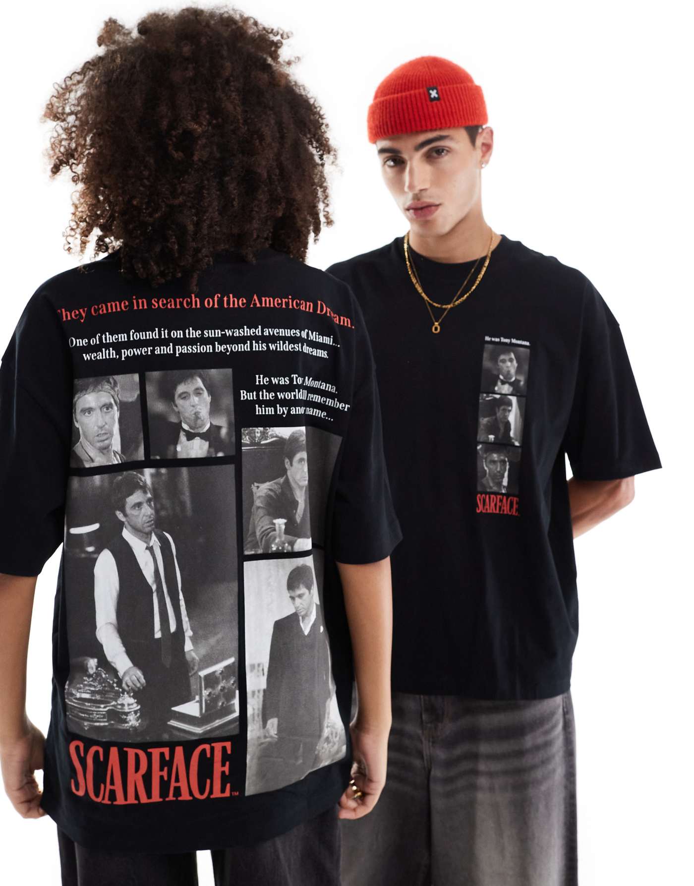 ASOS DESIGN unisex oversized t-shirt with Scarface prints in black