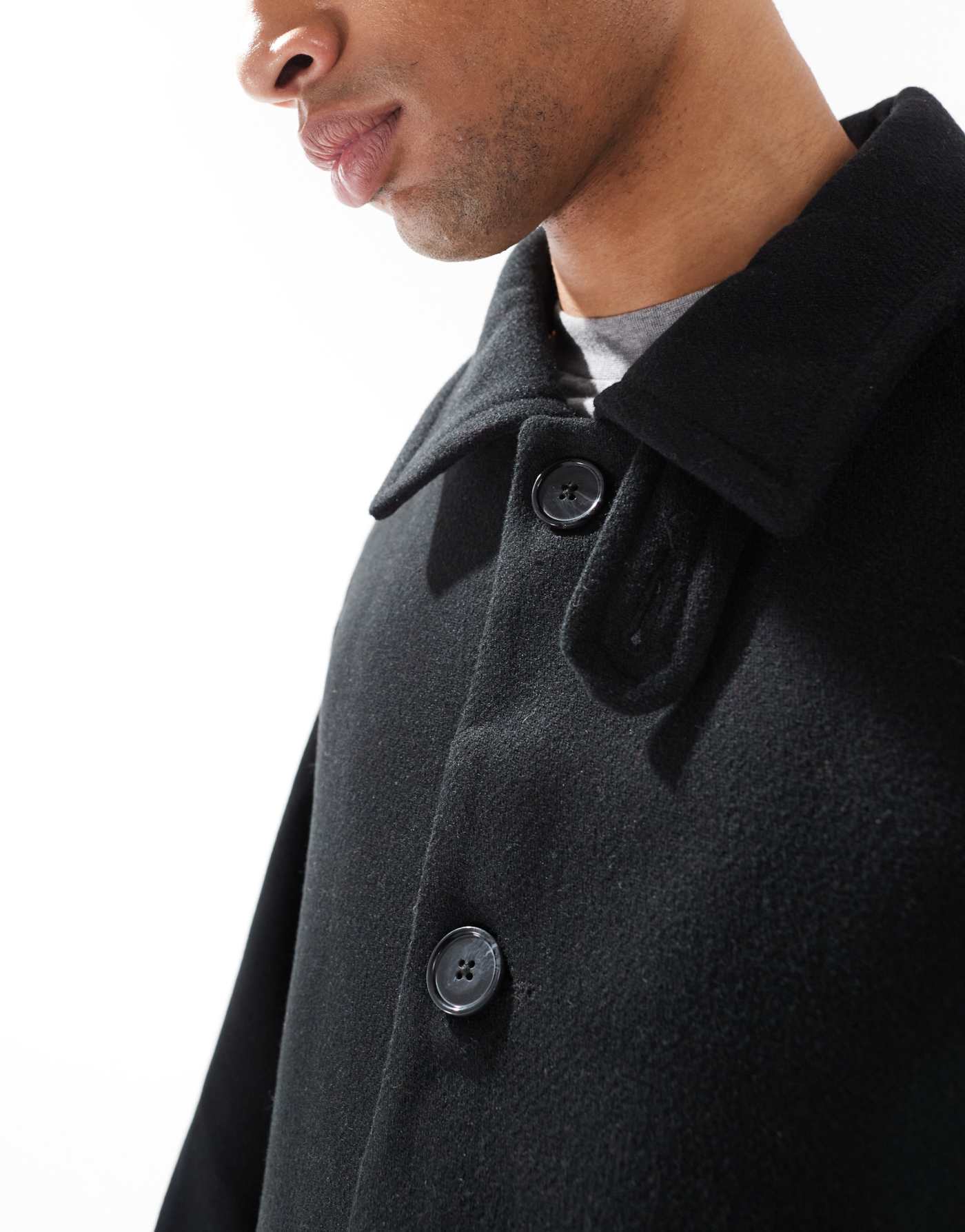 Jack & Jones oversized wool mix overcoat in black