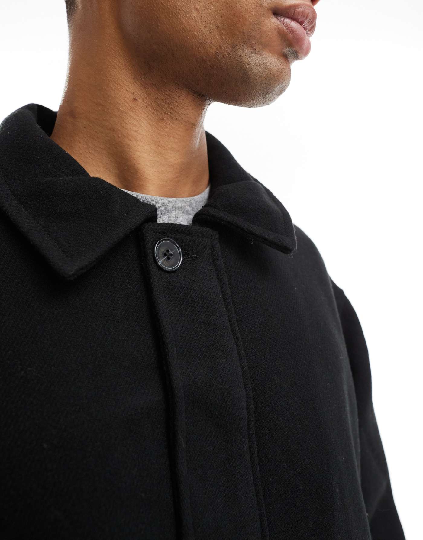 Jack & Jones wool mix zip through harrington in black