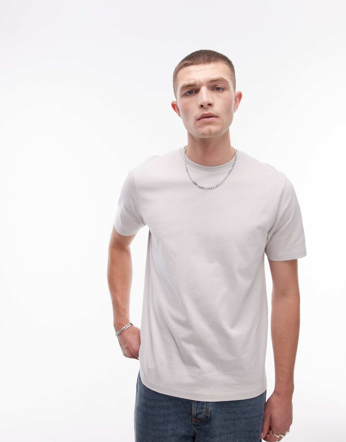 Topman 7 pack classic t-shirt in black, white, stone, brown, charcoal, navy and  green - MULTI