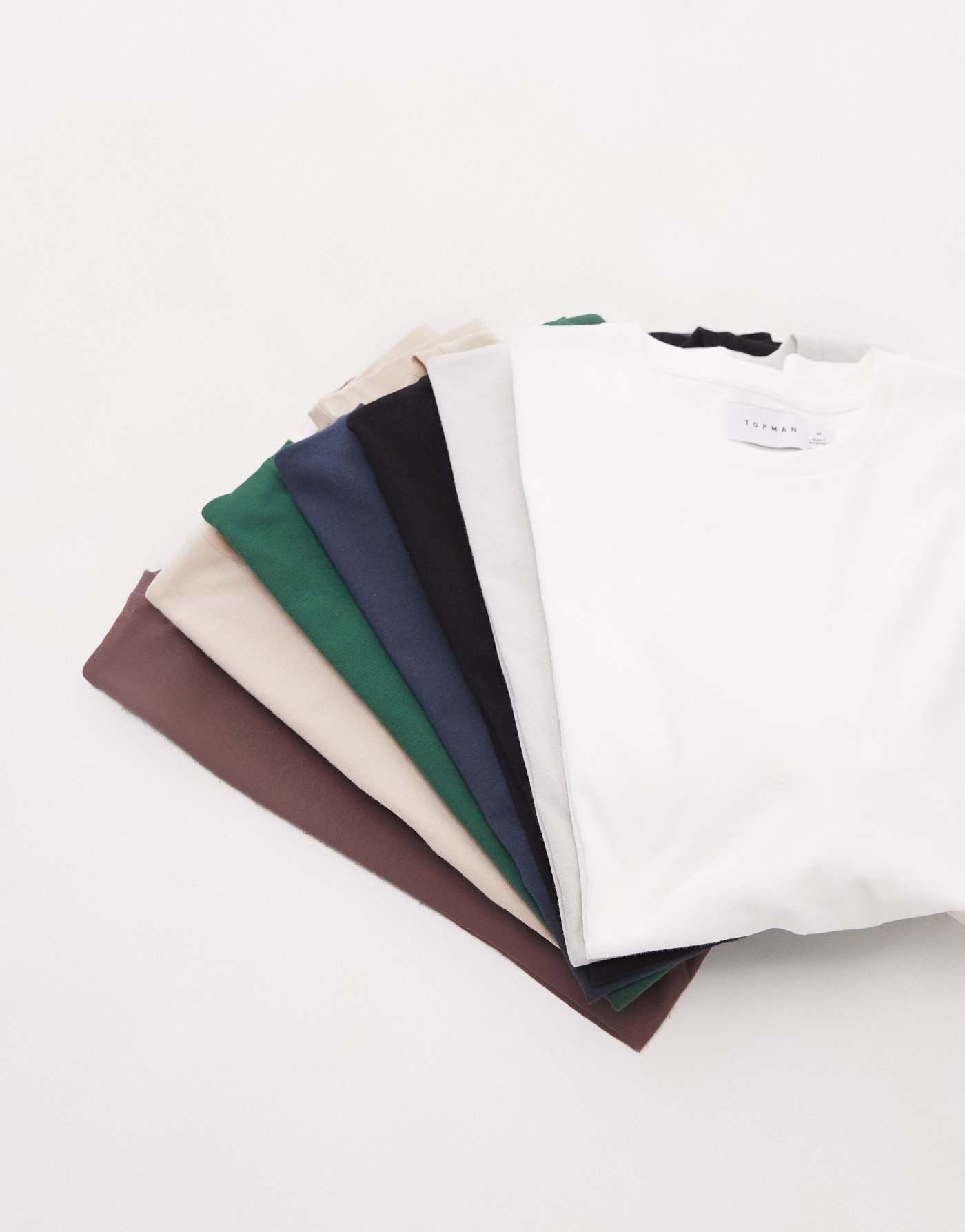 Topman 7 pack classic t-shirt in black, white, stone, brown, charcoal, navy and  green - MULTI