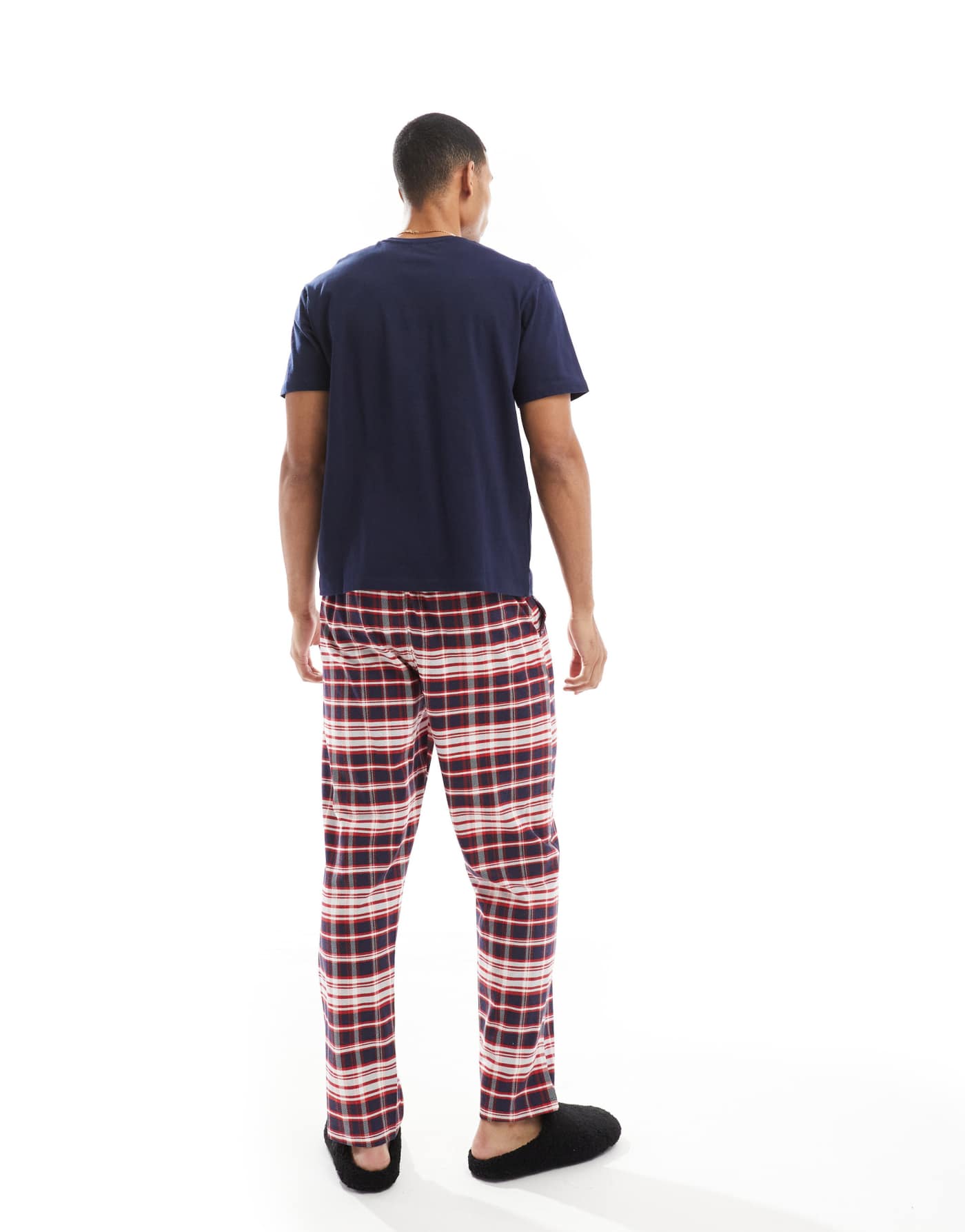 Another Influence check relaxed pyjama set in navy and red