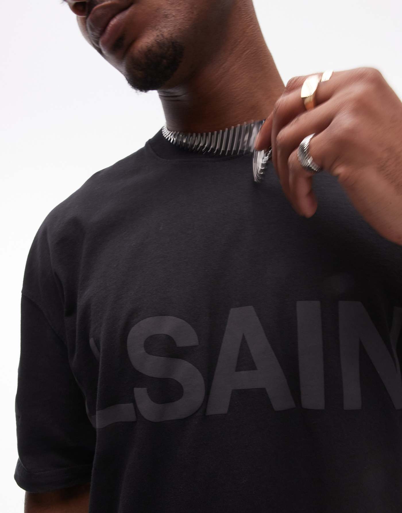 AllSaints Biggy tonal logo t-shirt in black