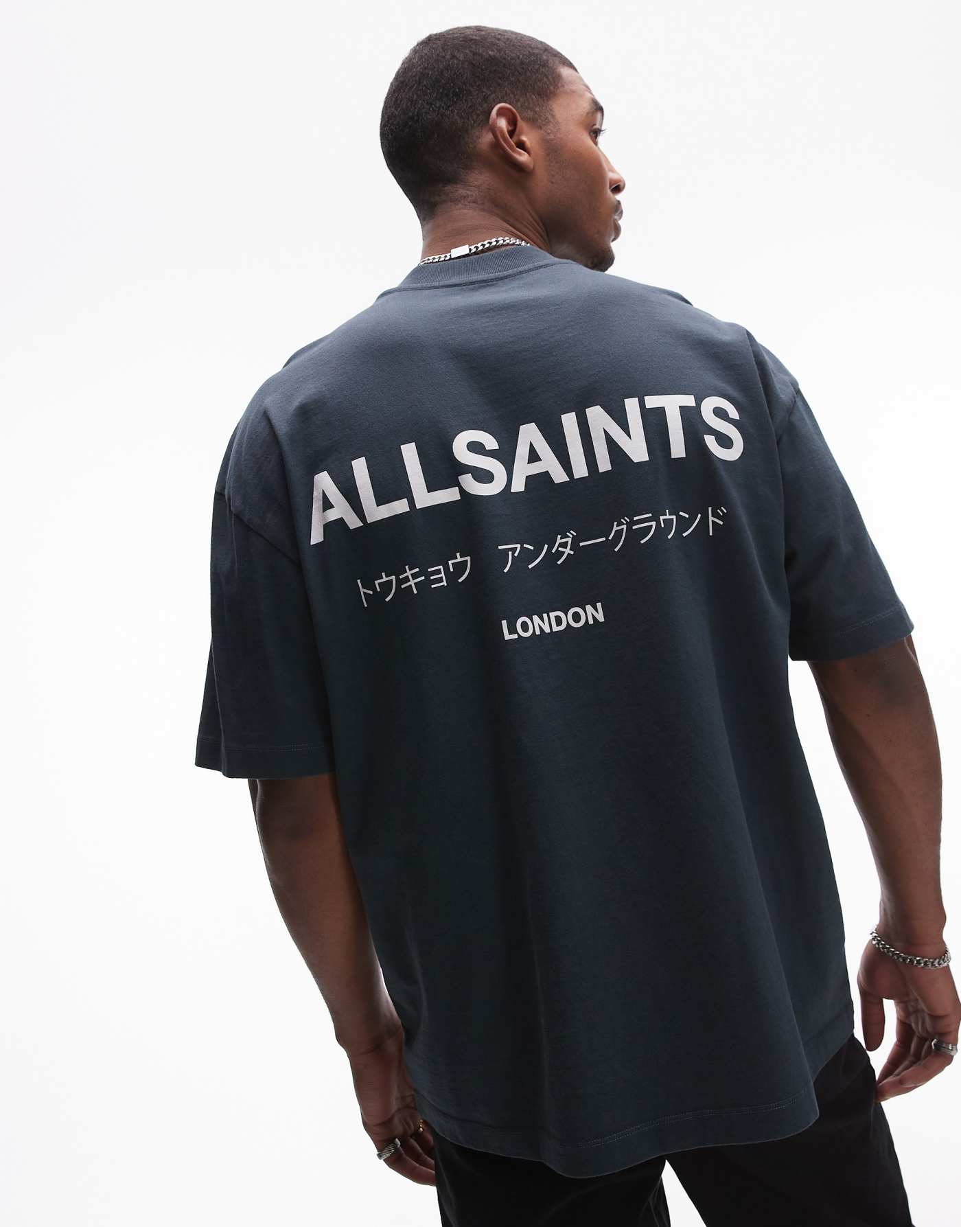 AllSaints Underground oversized t-shirt in teal