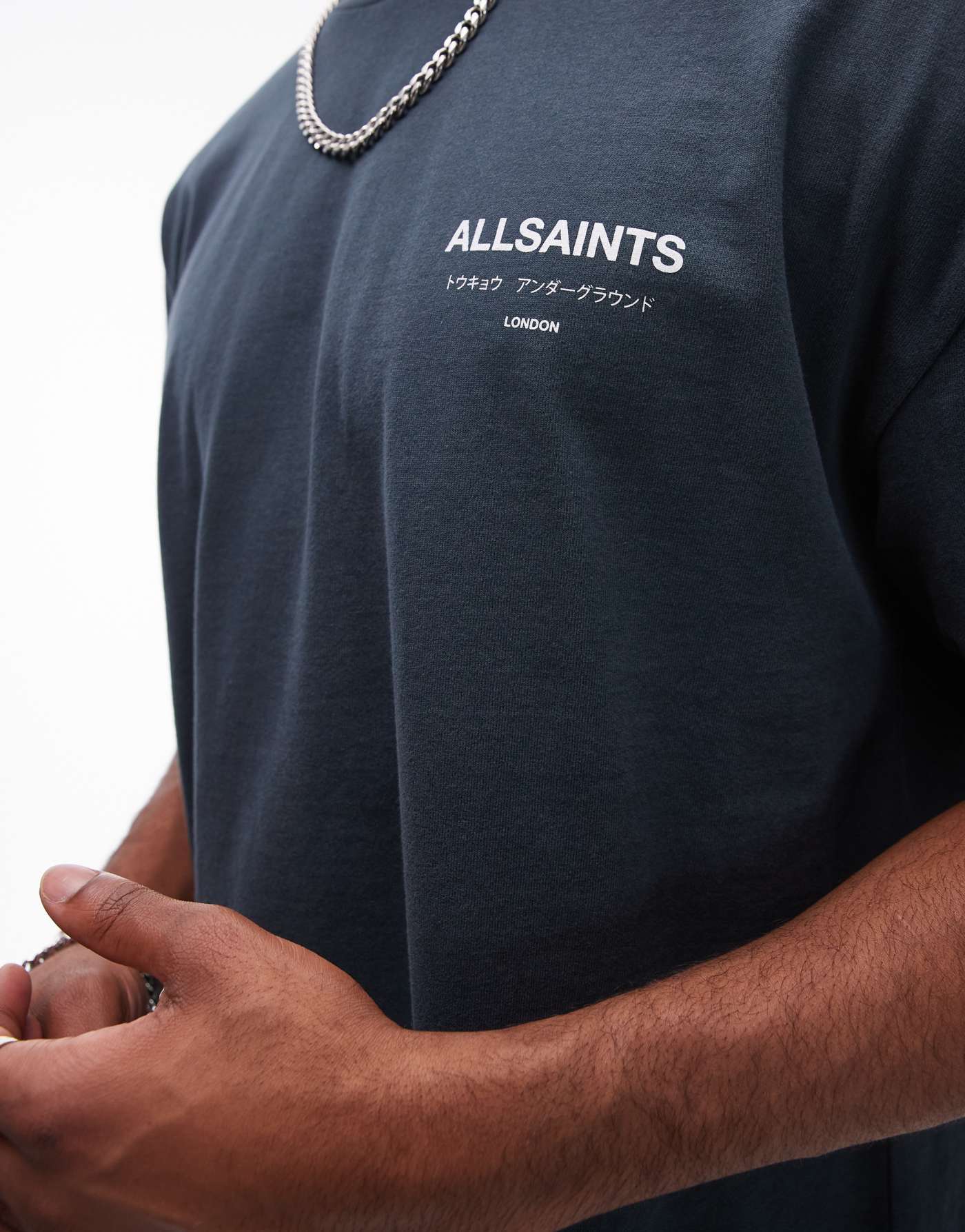 AllSaints Underground oversized t-shirt in teal