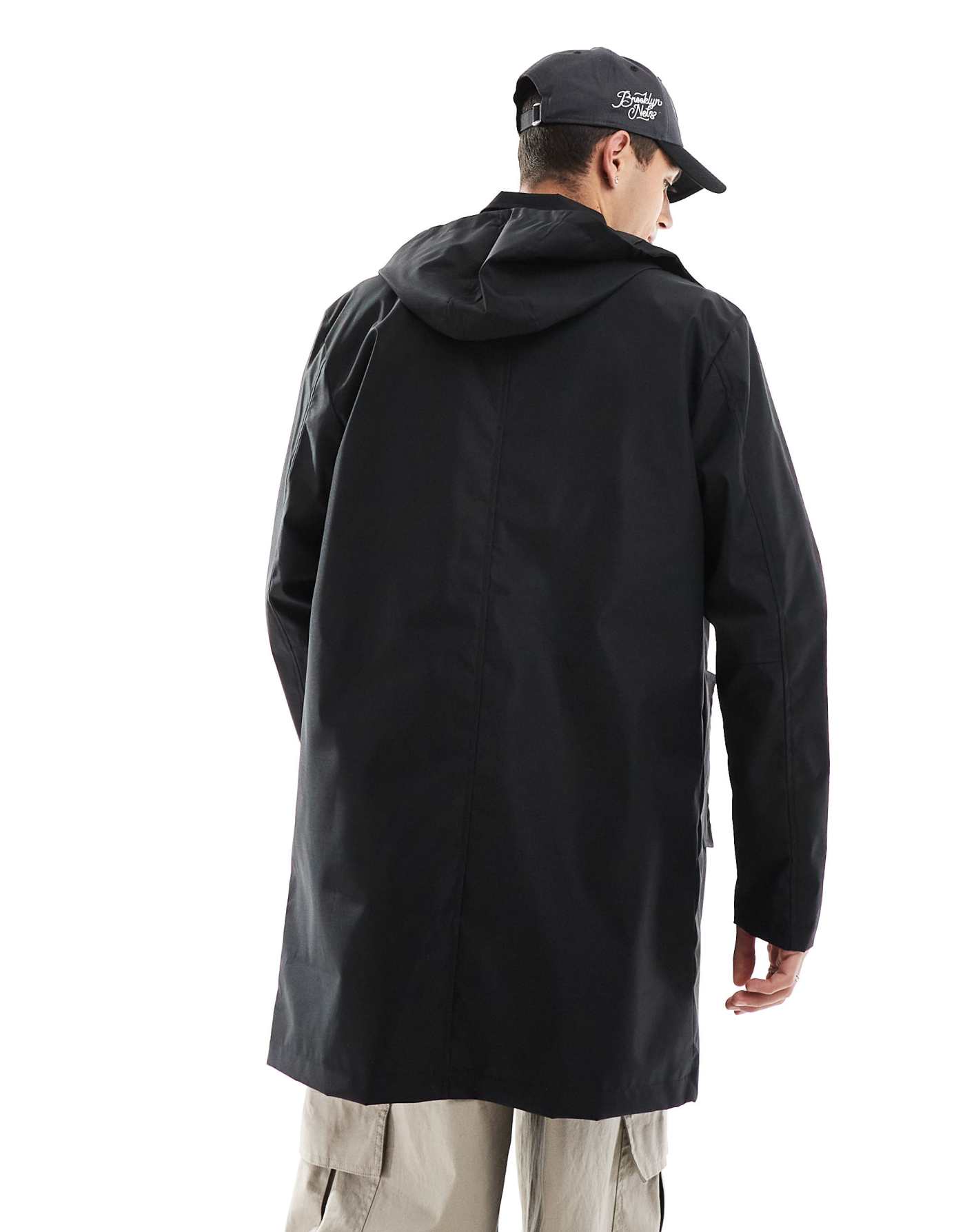 Brave Soul soft shell mac jacket with hood in black