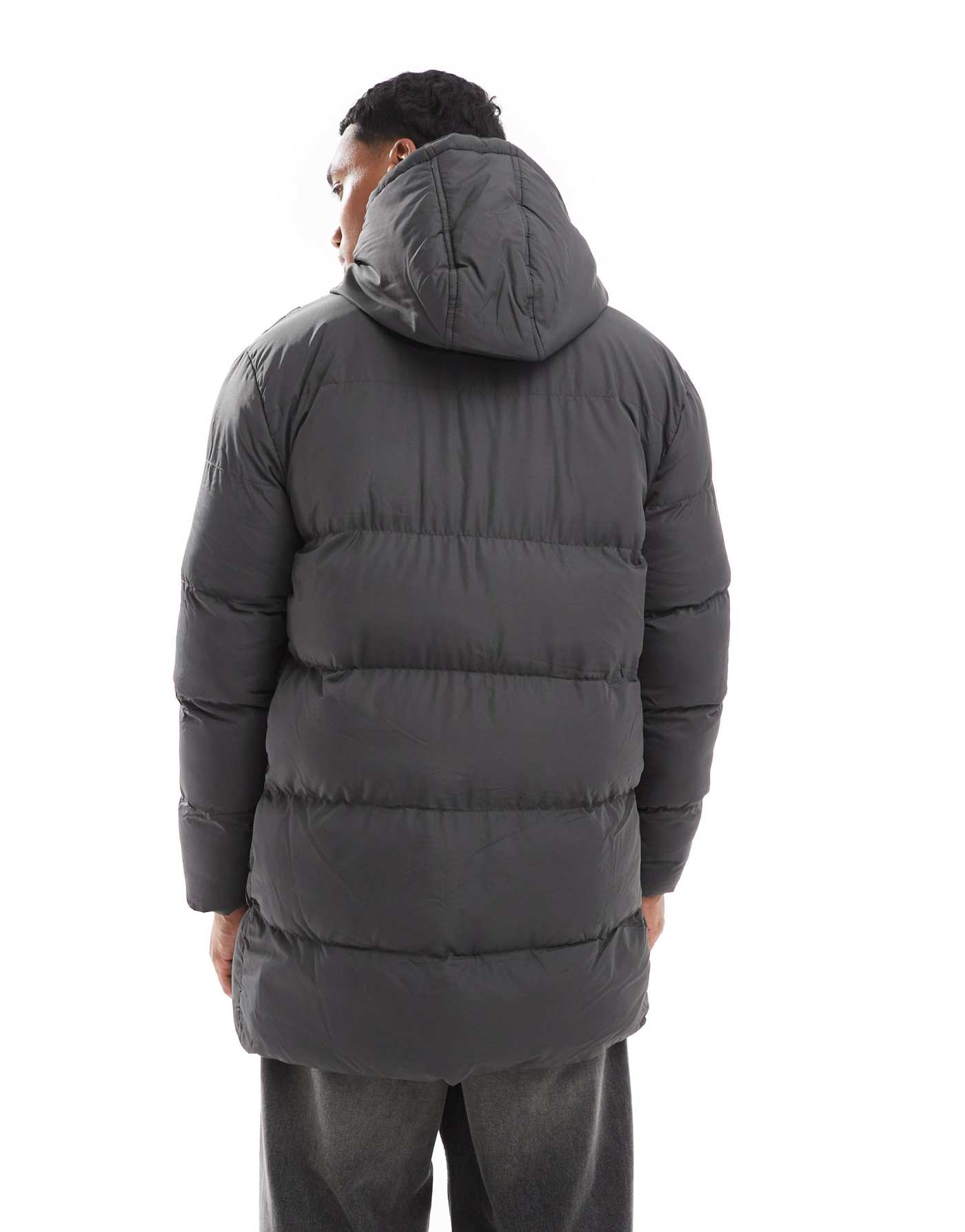 Brave Soul longline padded jacket in dark grey