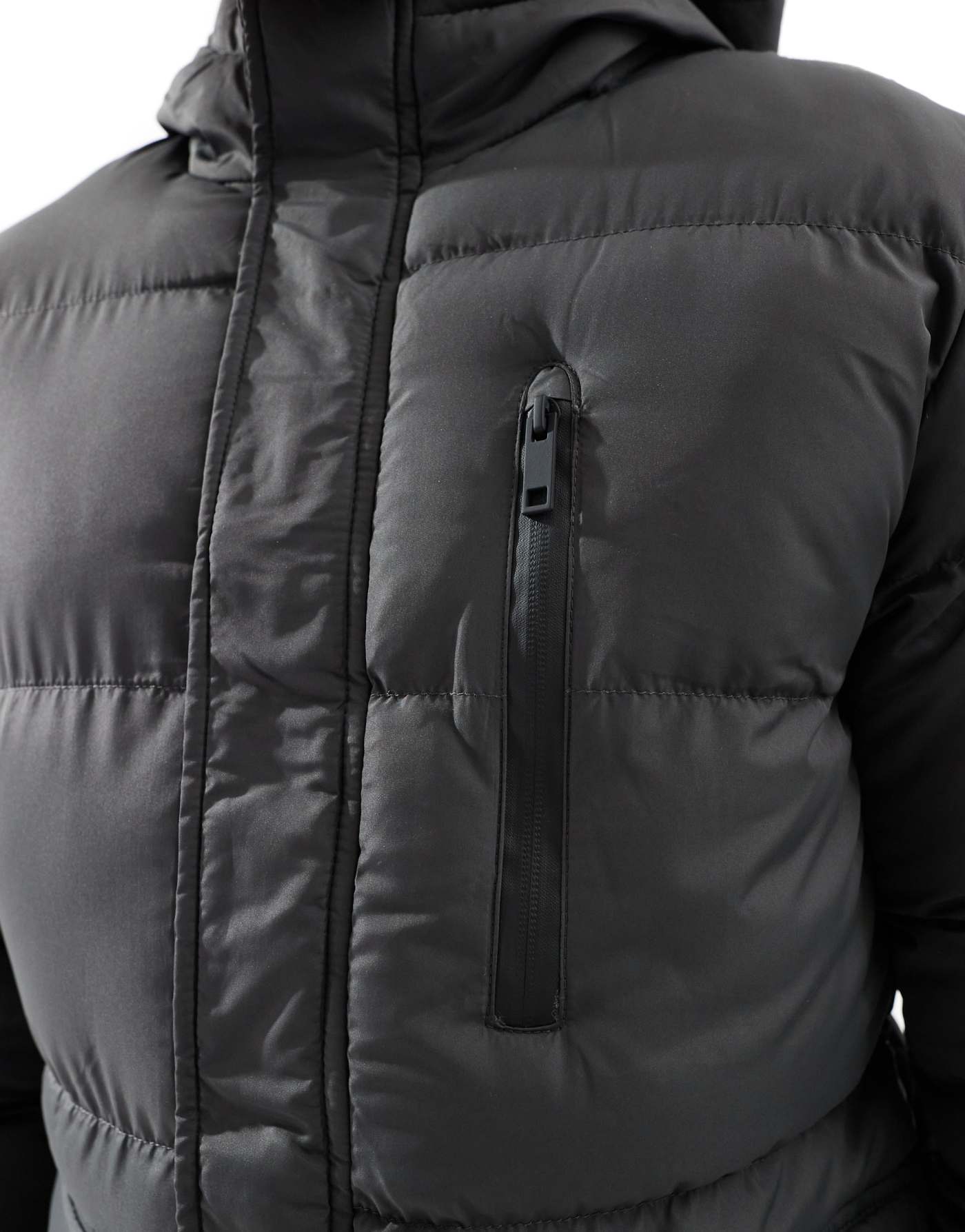 Brave Soul longline padded jacket in dark grey