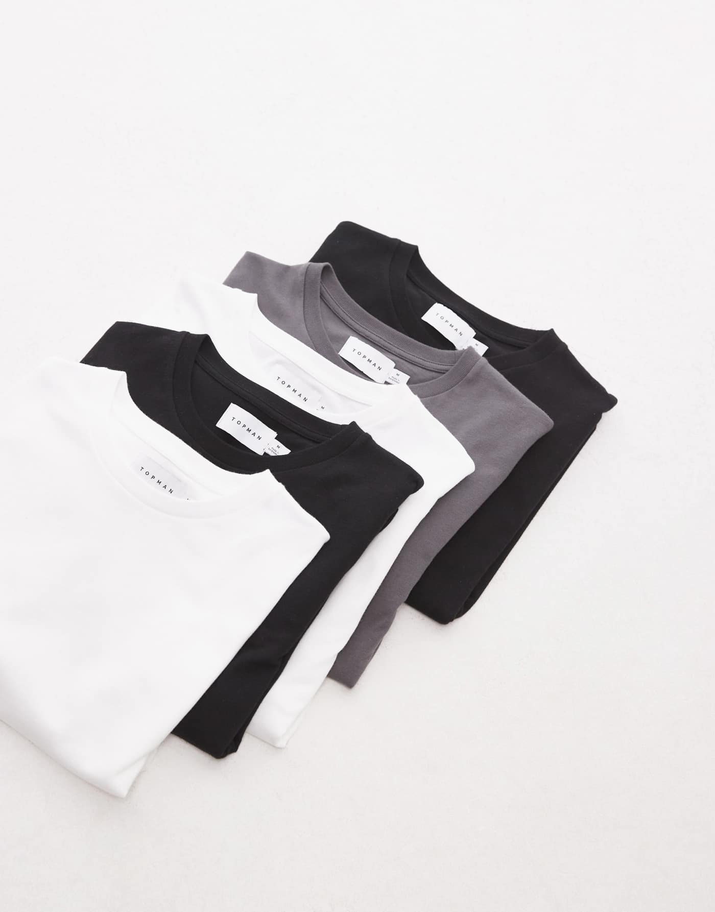 Topman 5 pack classic t-shirt in white, black, charcoal - MULTI