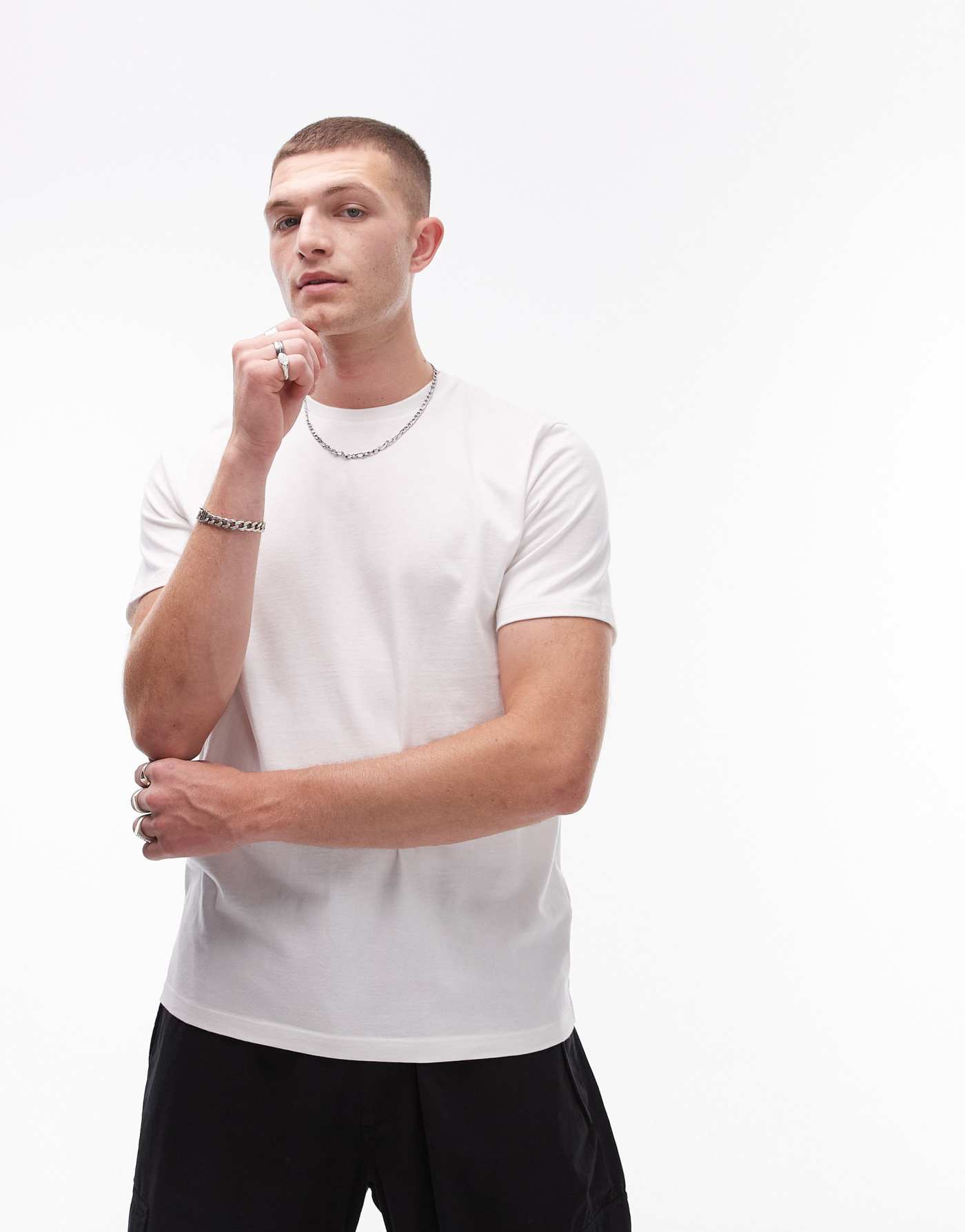 Topman 7 pack classic t-shirt in white, black, charcoal and navy