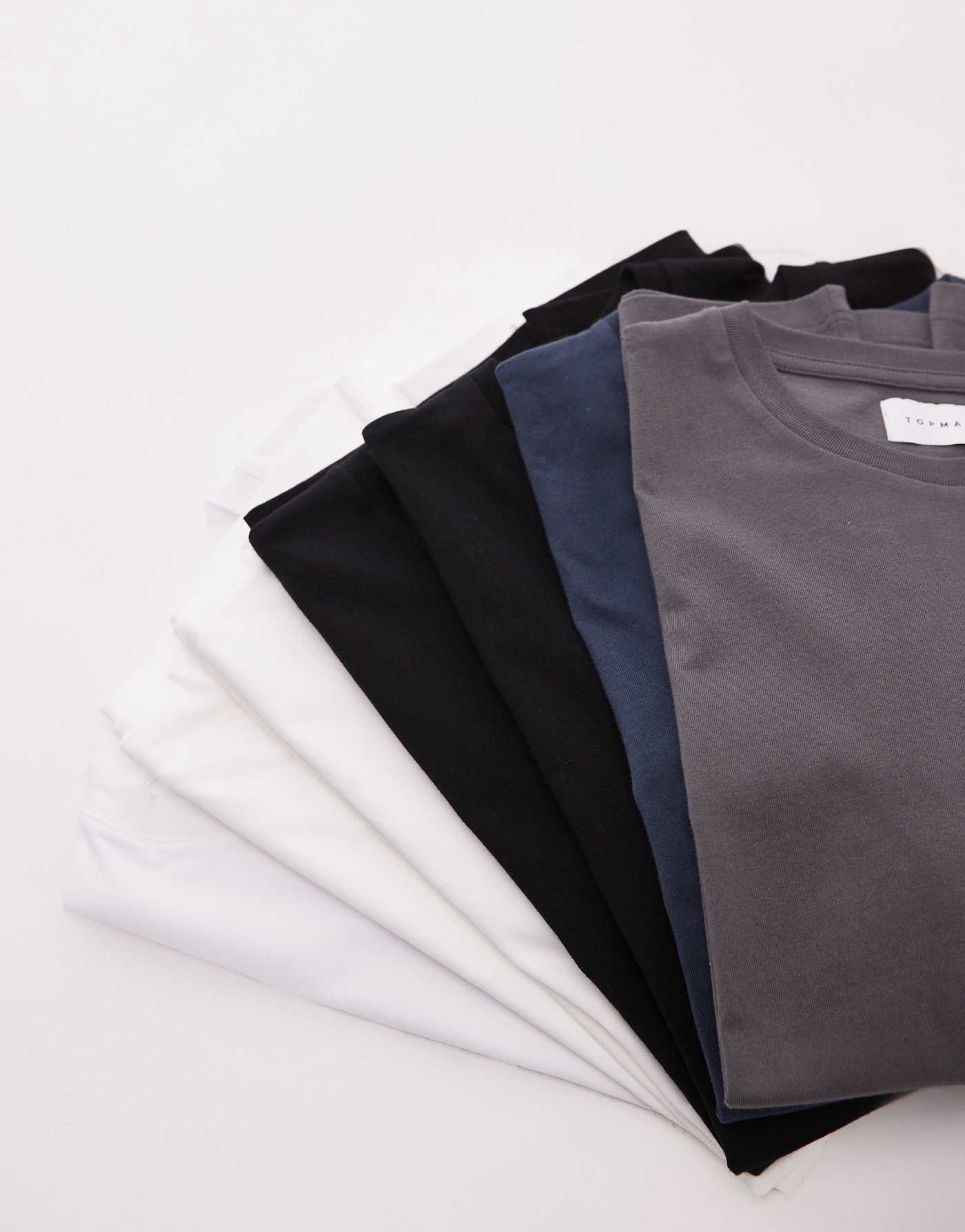 Topman 7 pack classic t-shirt in white, black, charcoal and navy