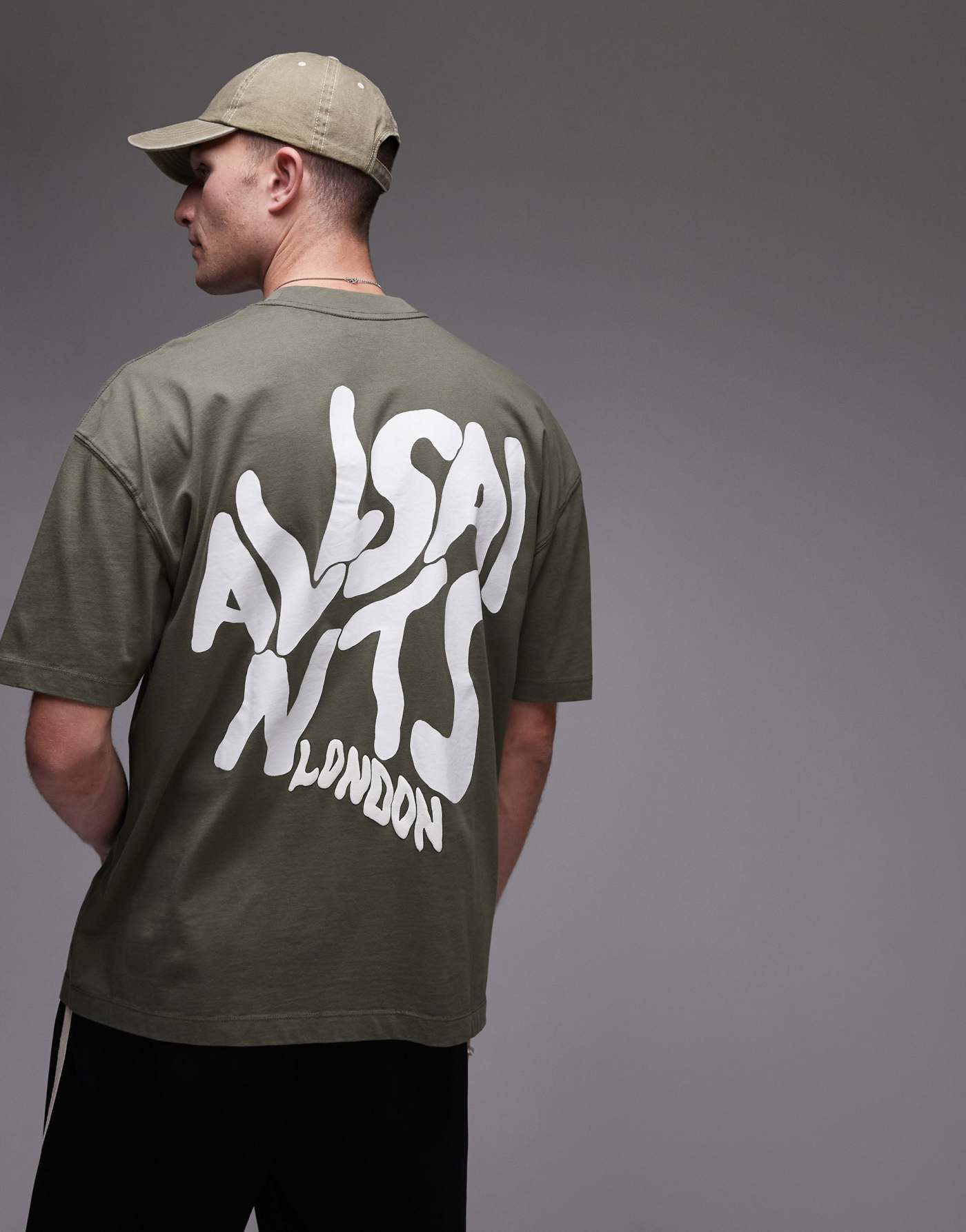 AllSaints Orlando back print t-shirt in green