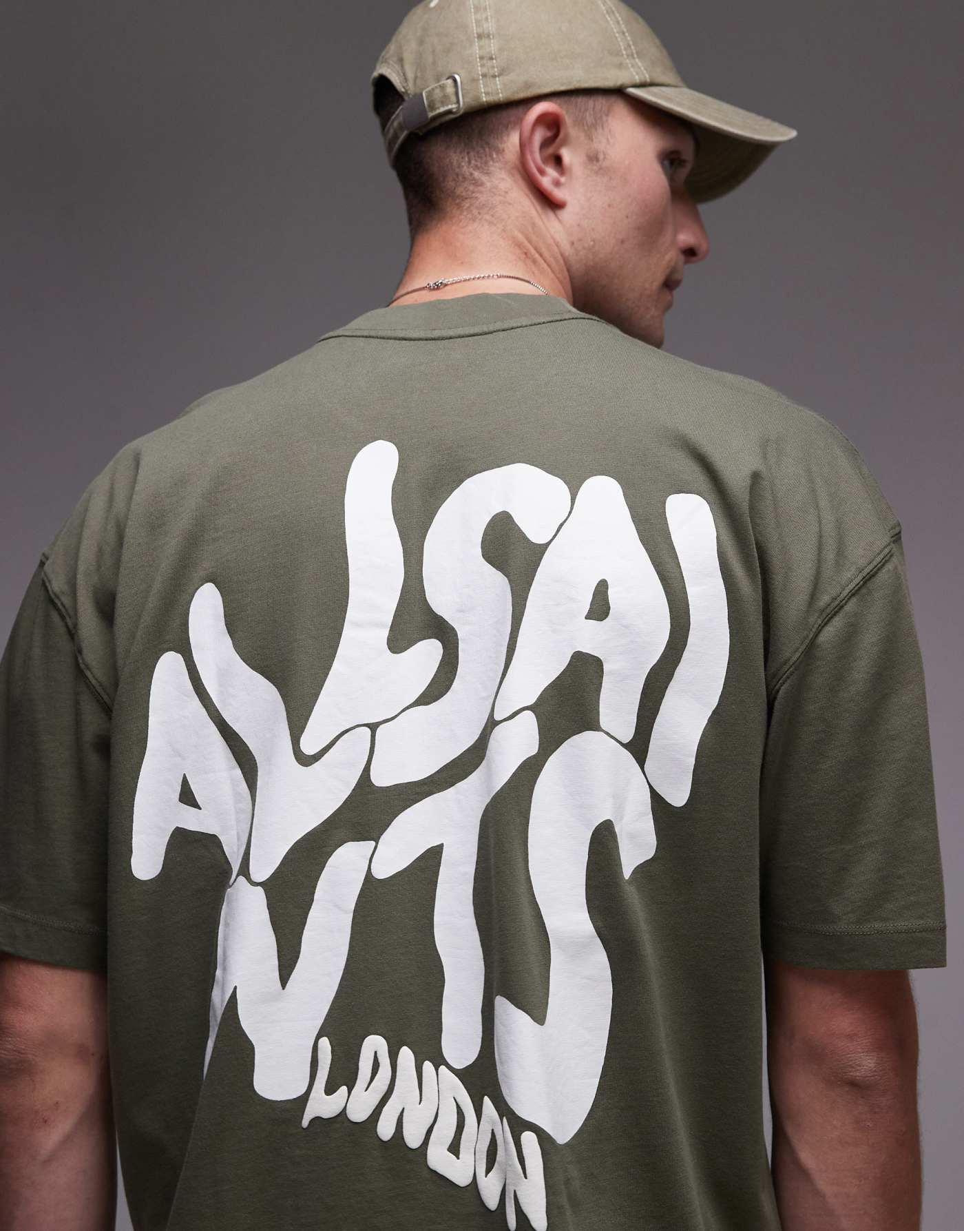 AllSaints Orlando back print t-shirt in green