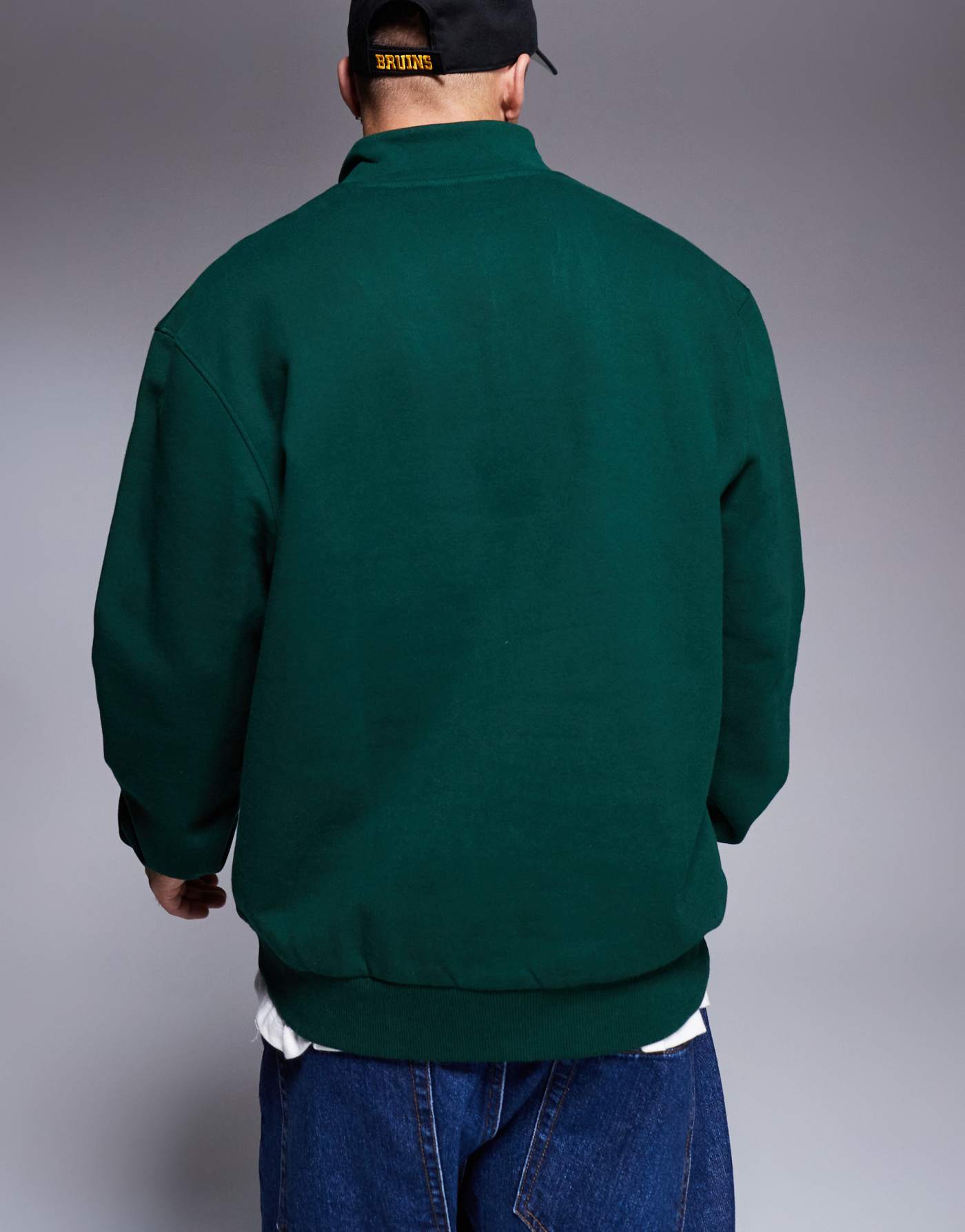 ASOS DESIGN premium heavyweight oversized quarter zip sweatshirt 400gsm dark green