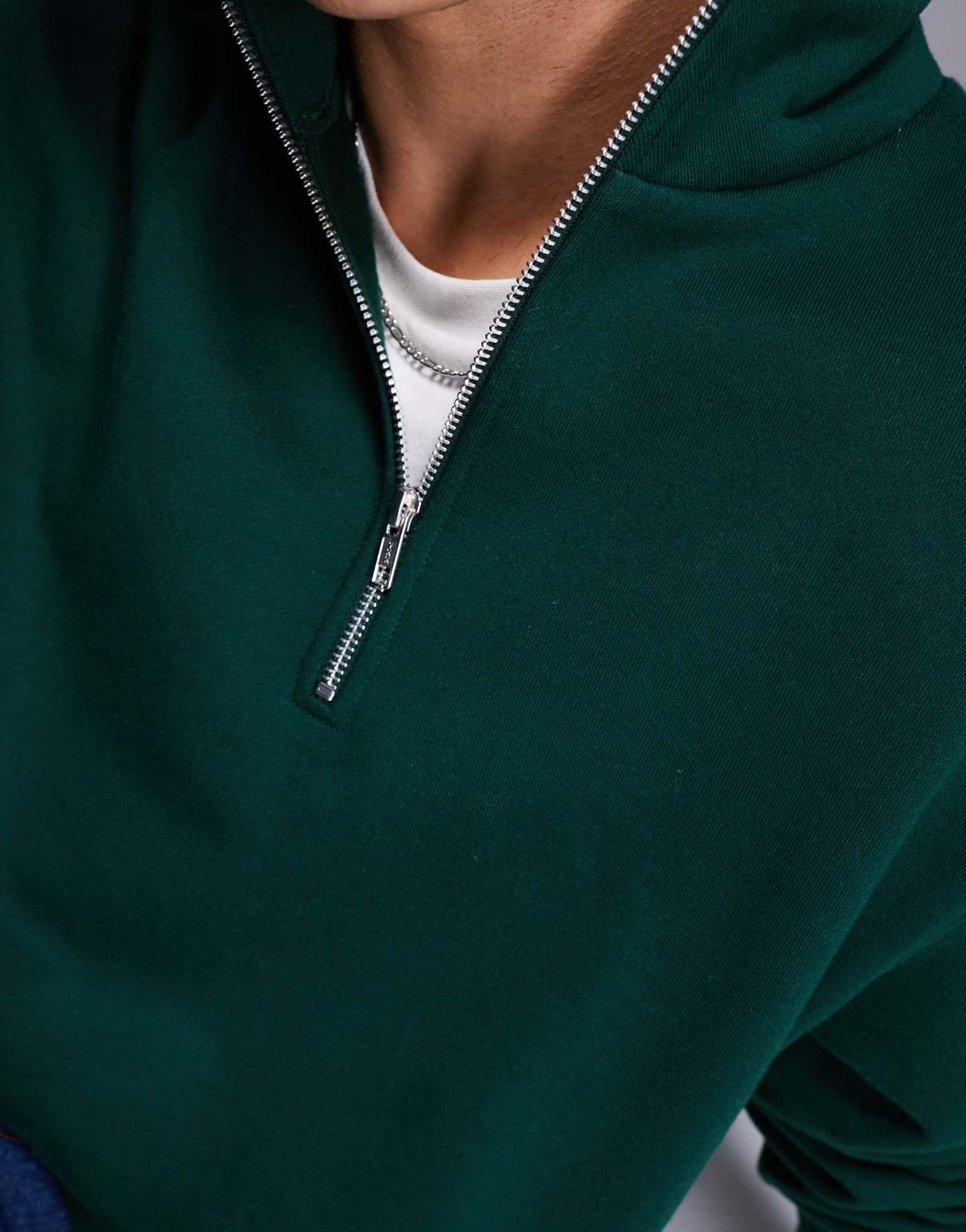 ASOS DESIGN premium heavyweight oversized quarter zip sweatshirt 400gsm dark green