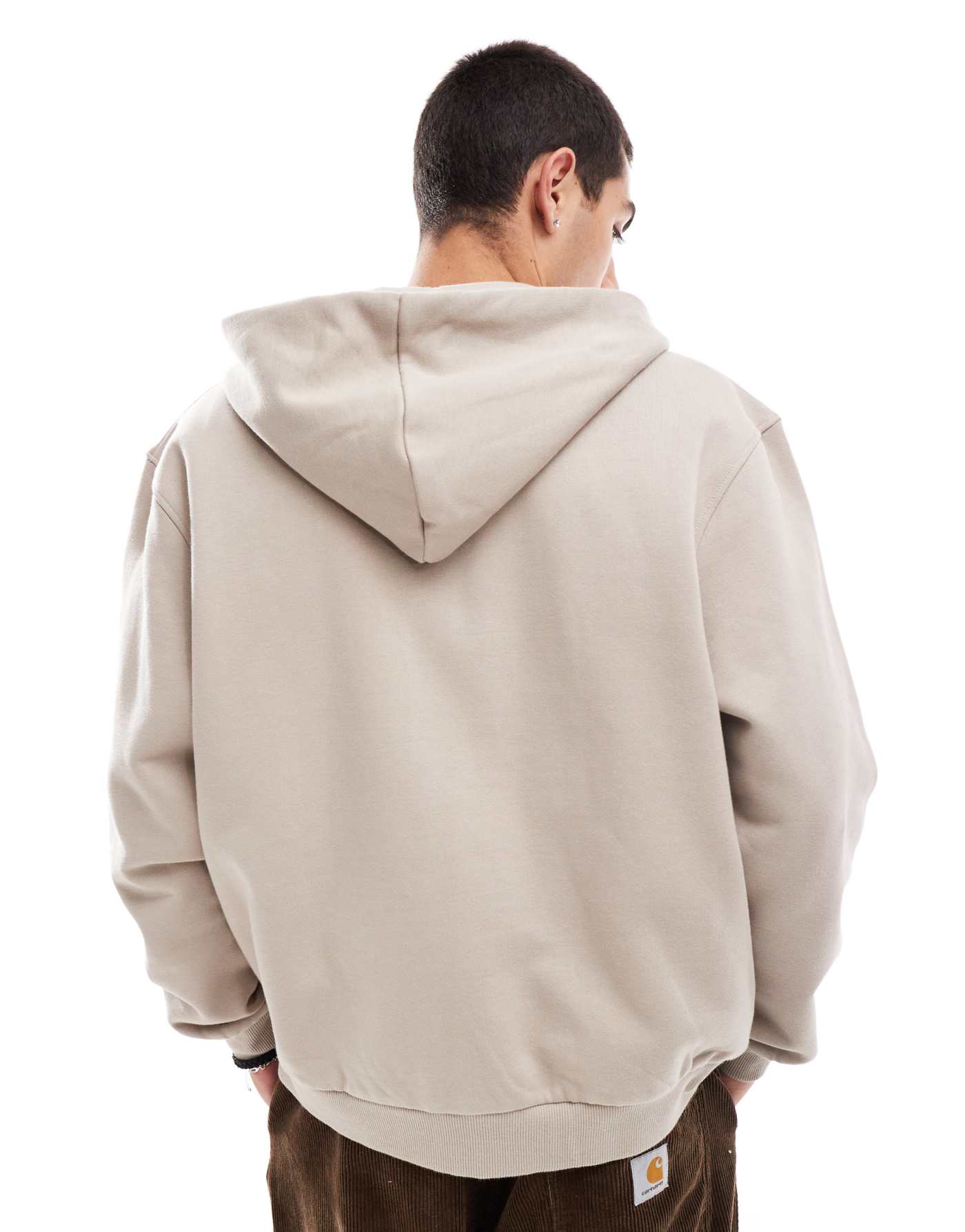 ASOS DESIGN premium heavyweight oversized zip through hoodie 400gsm in beige