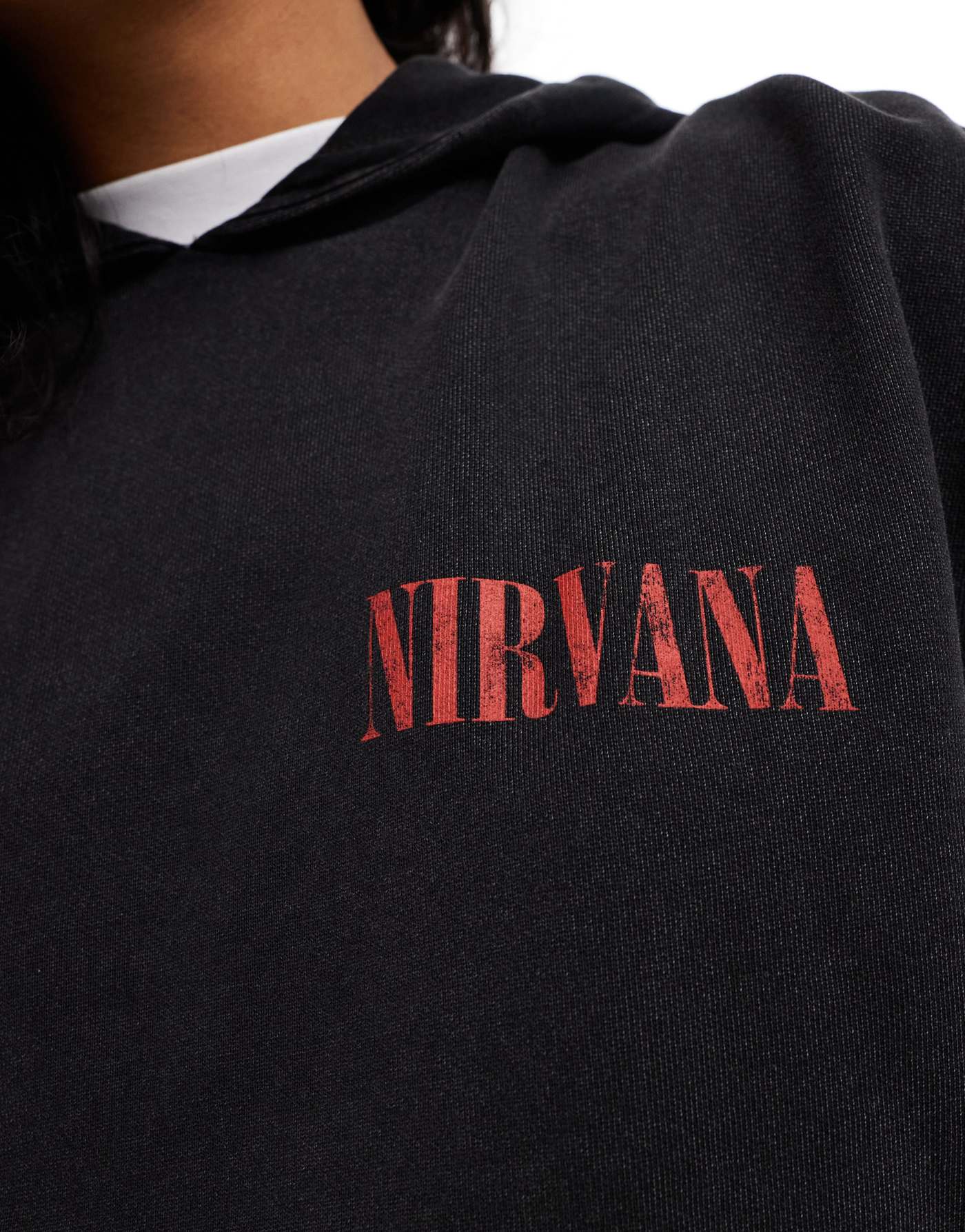 ASOS DESIGN unisex oversized hoodie with Nirvana prints in washed black