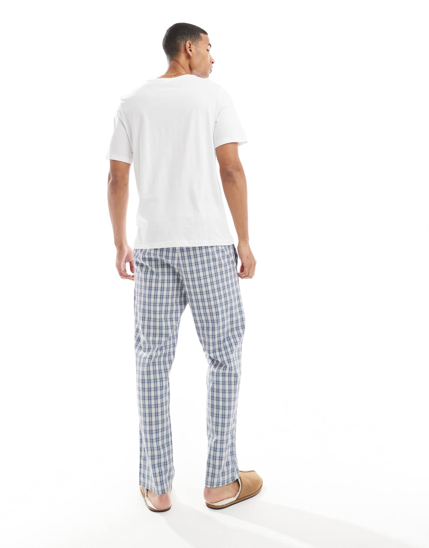 Jack & Jones pyjama set in white and blue check