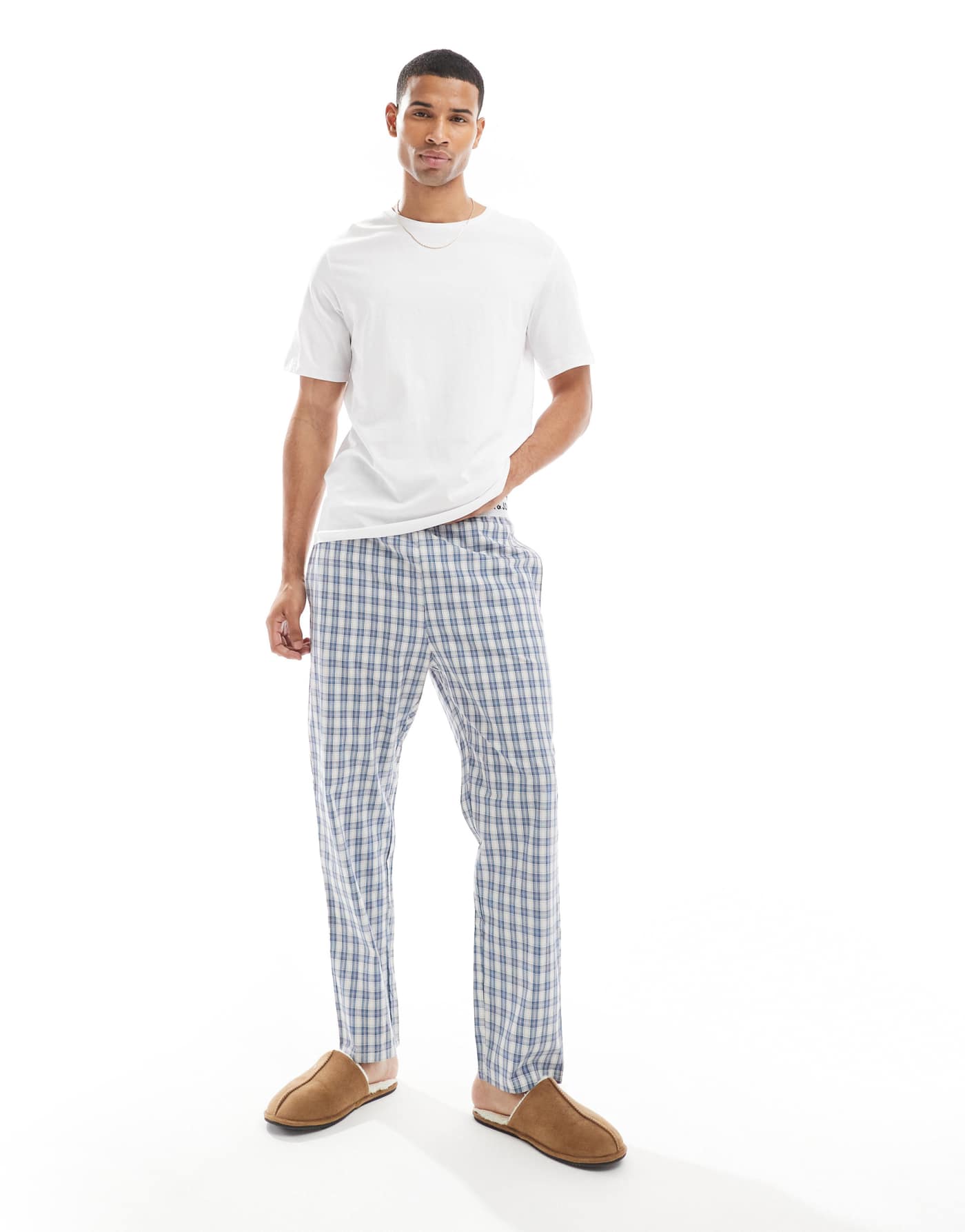 Jack & Jones pyjama set in white and blue check