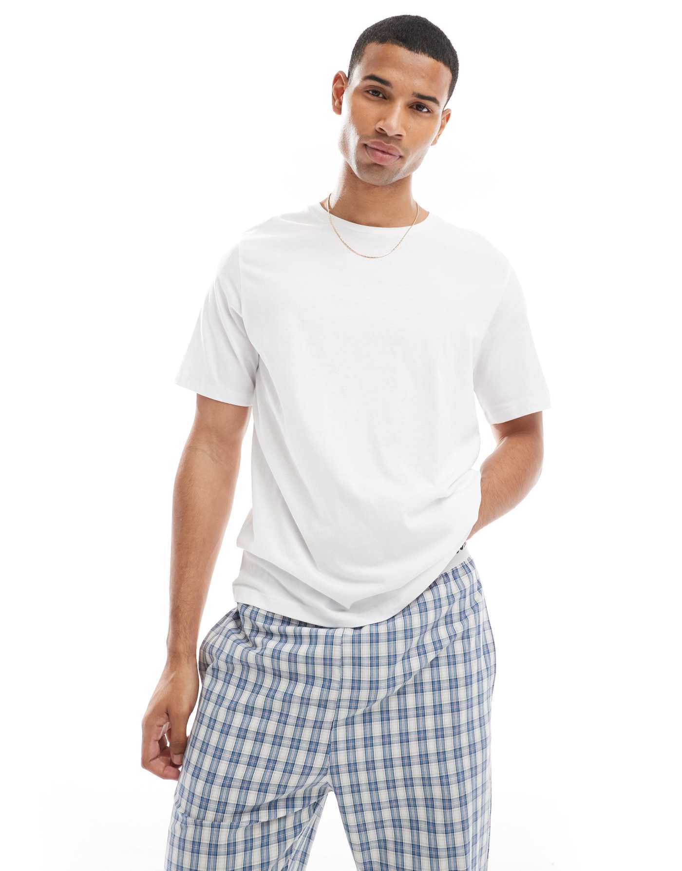 Jack & Jones pyjama set in white and blue check