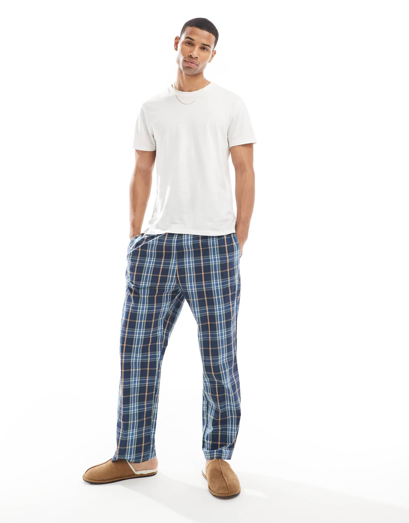 Jack & Jones check pyjama bottom in navy