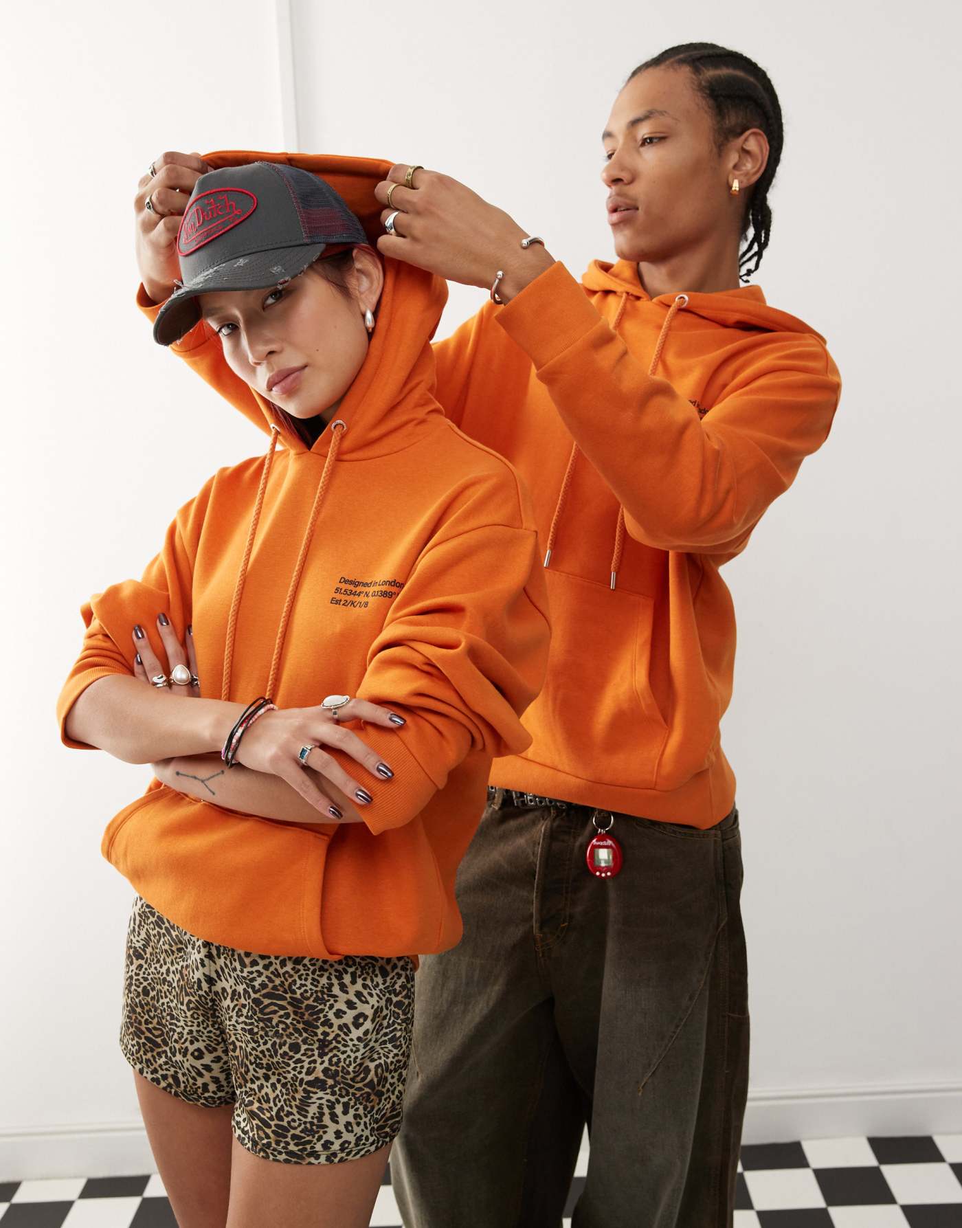 COLLUSION Unisex co-ordinates hoodie in orange