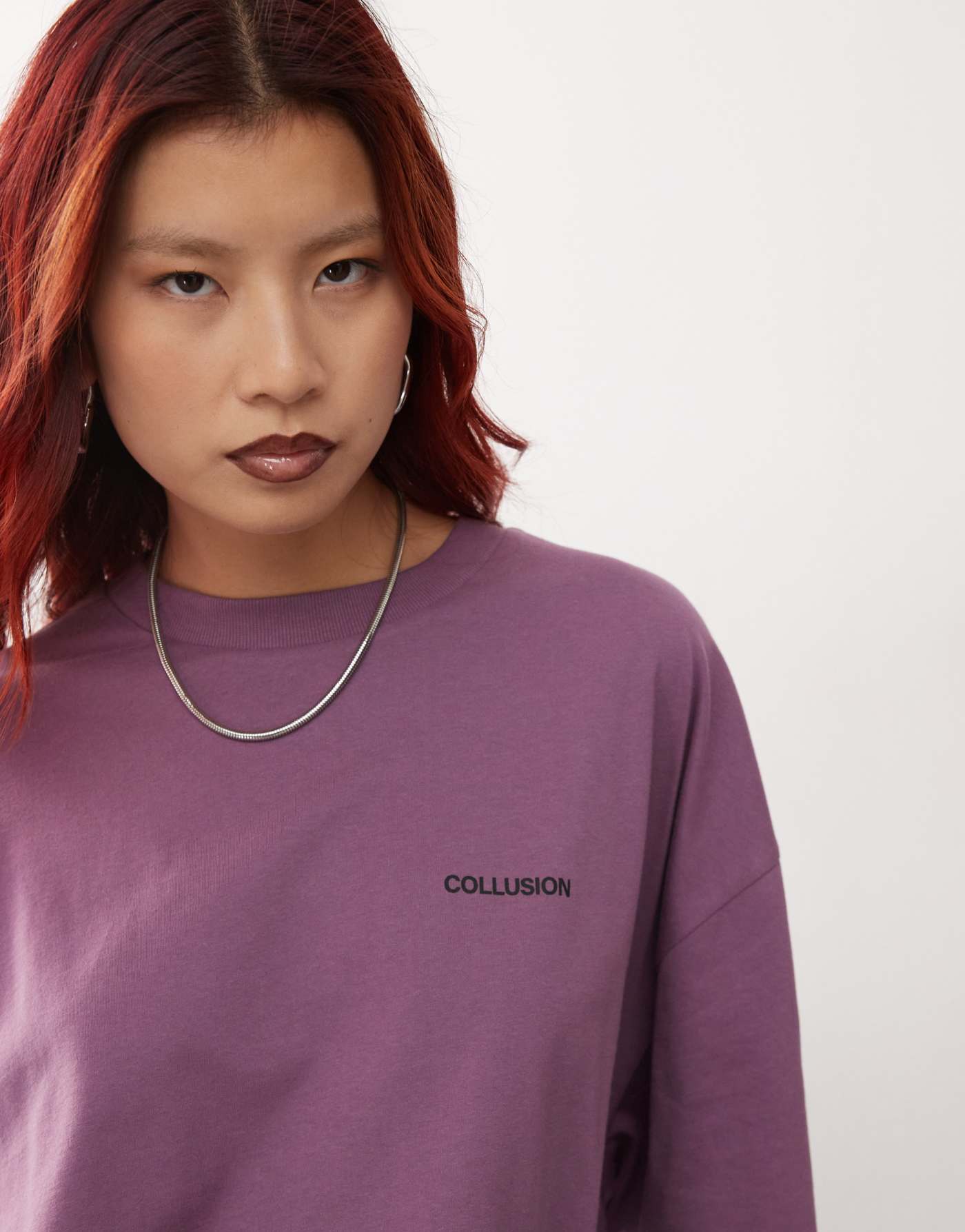 COLLUSION Unisex co-ordinates print t-shirt in purple with print