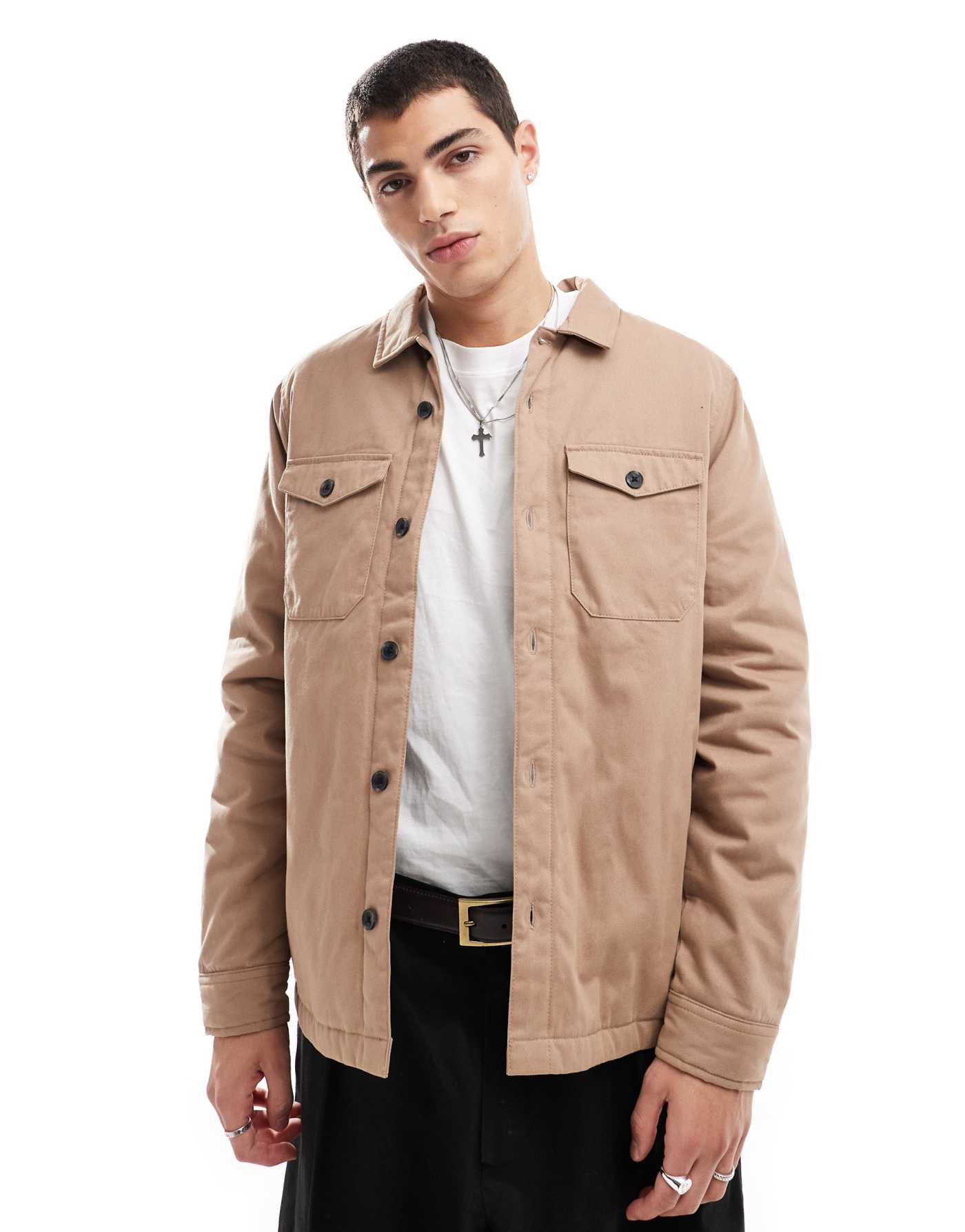 French Connection utility jacket with pockets in camel