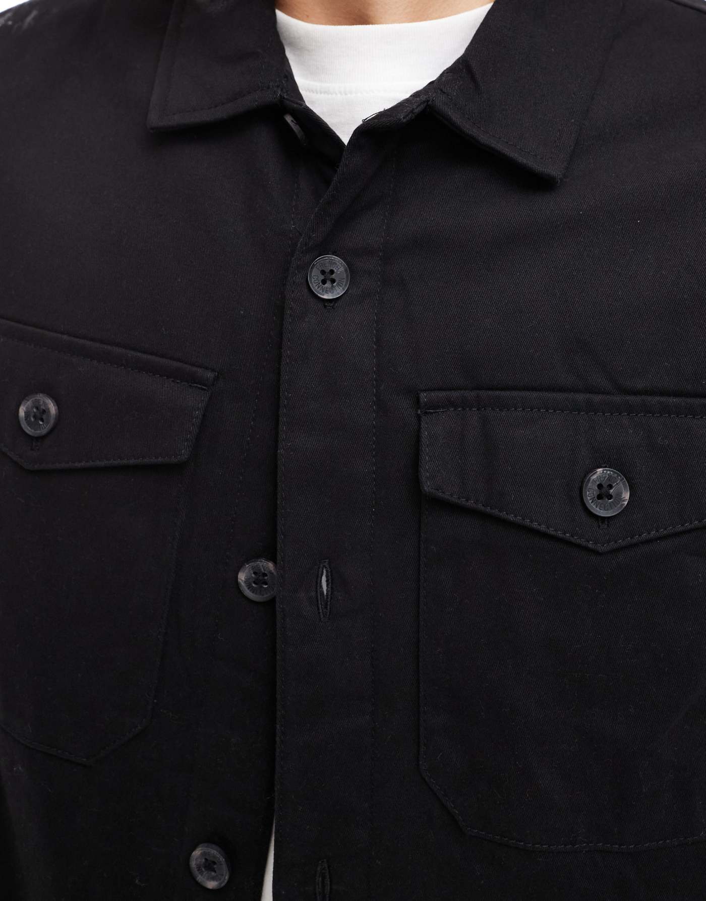 French Connection utiltty shirt with pockets in black