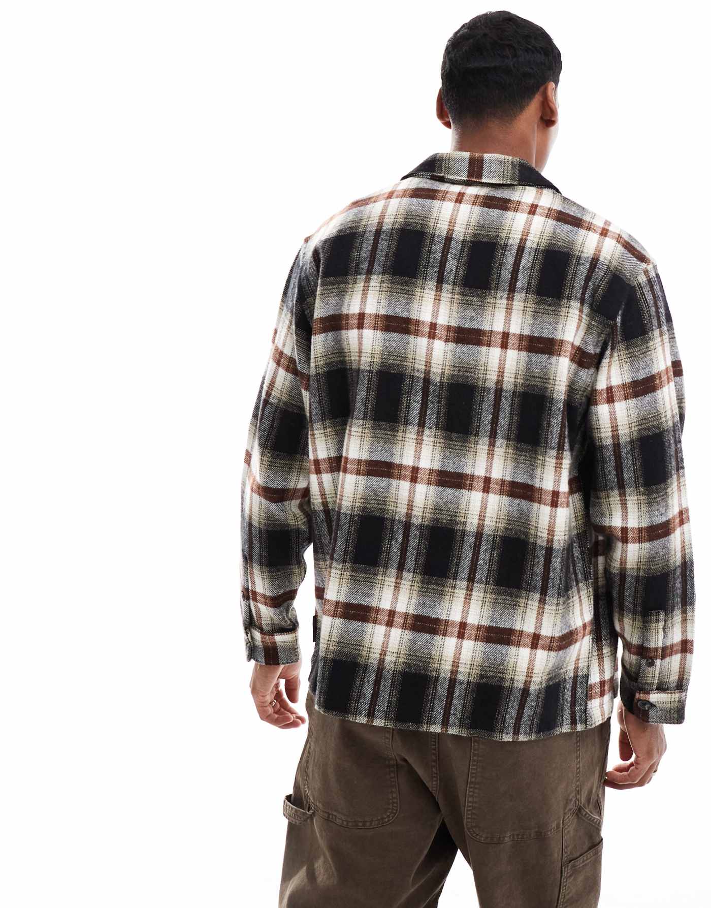 French Connection shacket in brown check print