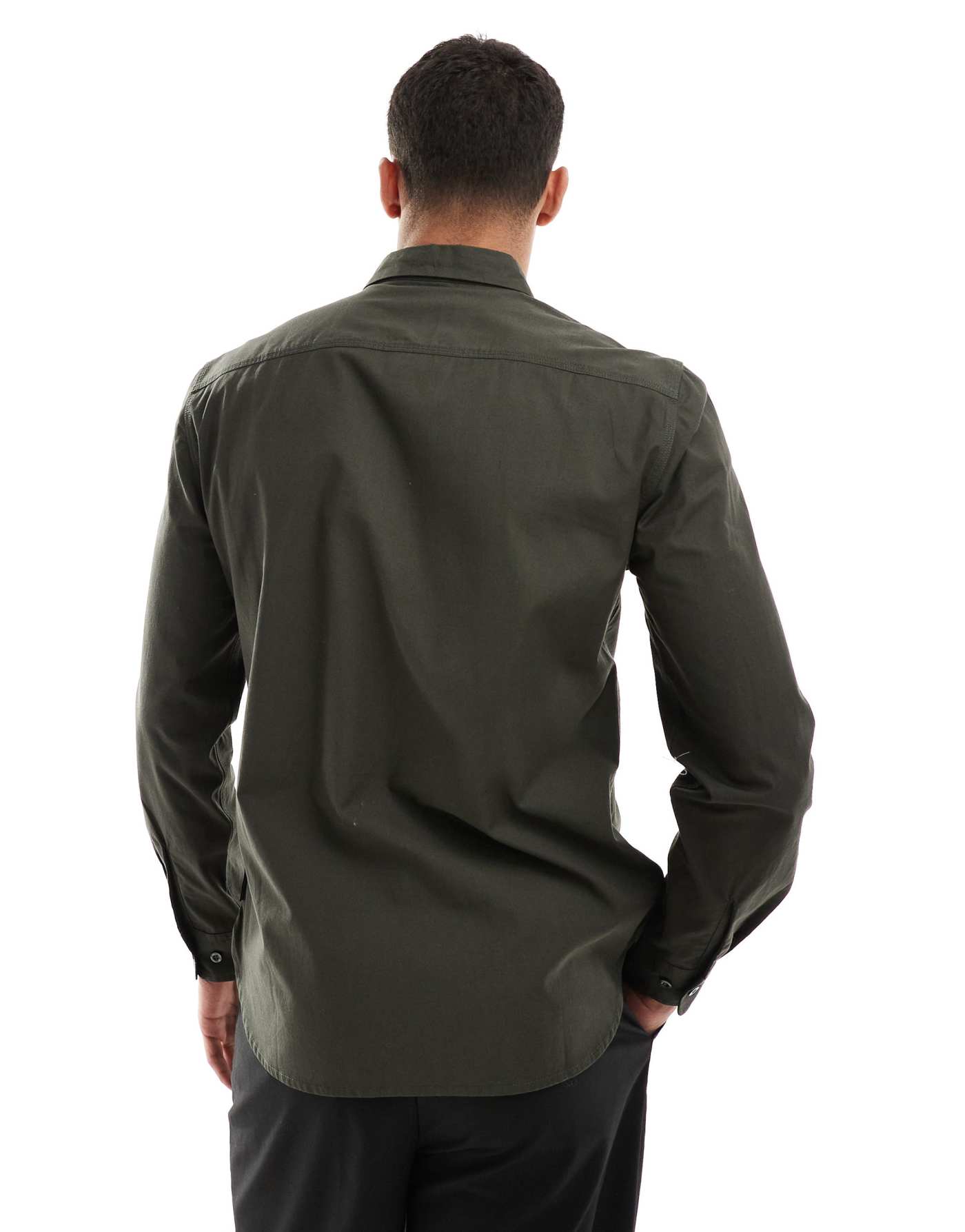 French Connection shirt with double breast pockets in khaki