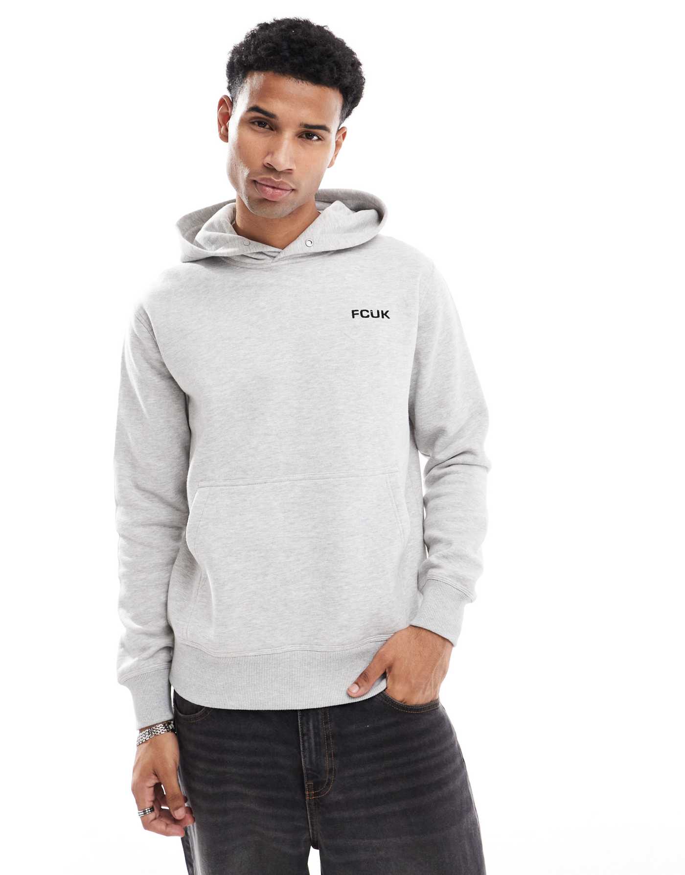 French Connection relaxed hoodie with logo in grey