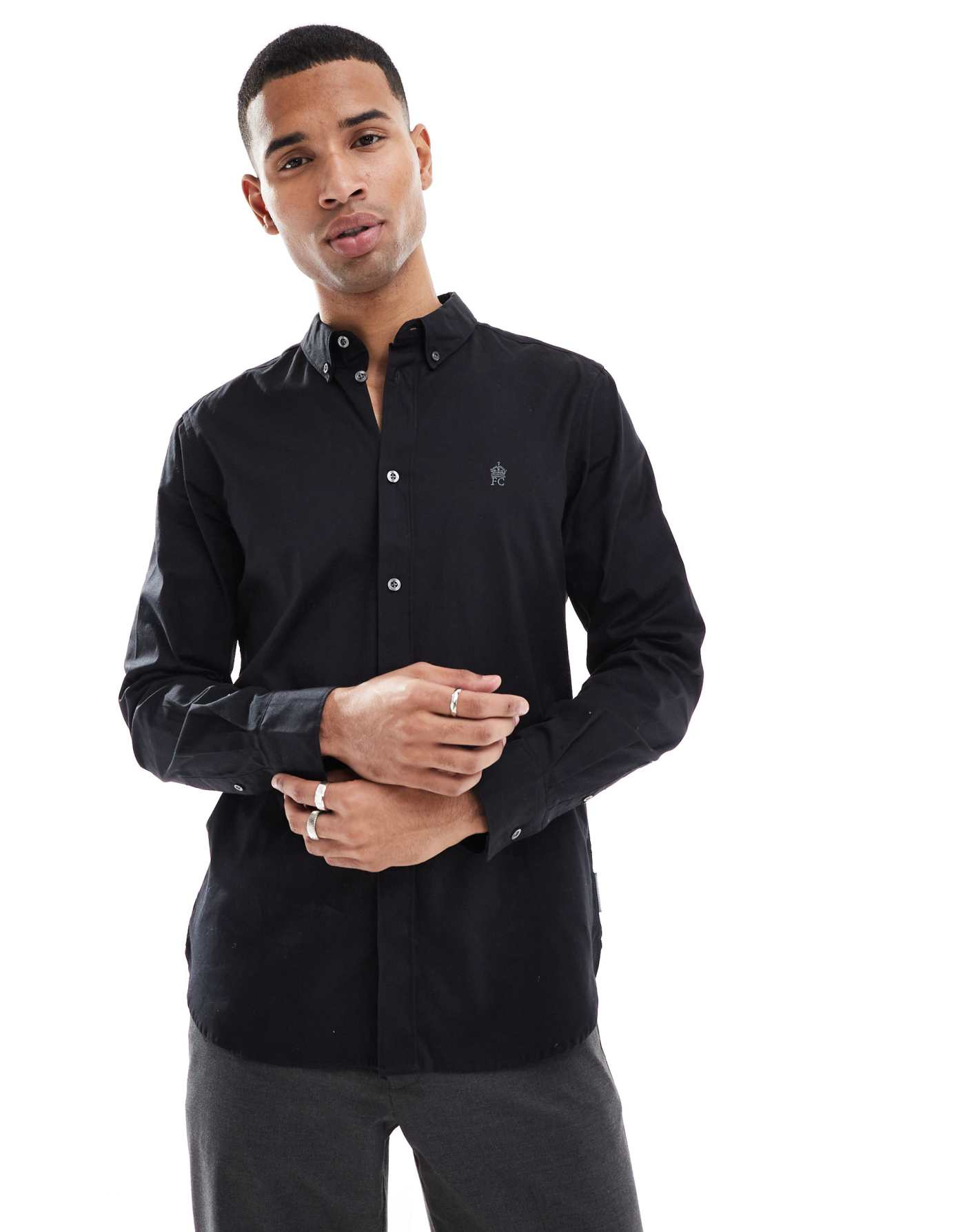 French Connection smart fitted shirt in black