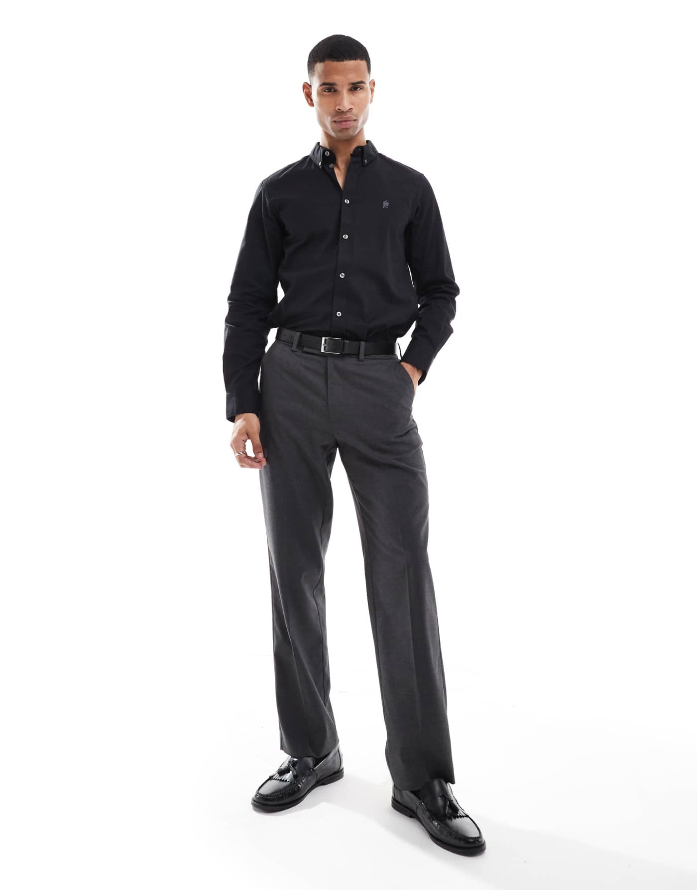 French Connection smart fitted shirt in black