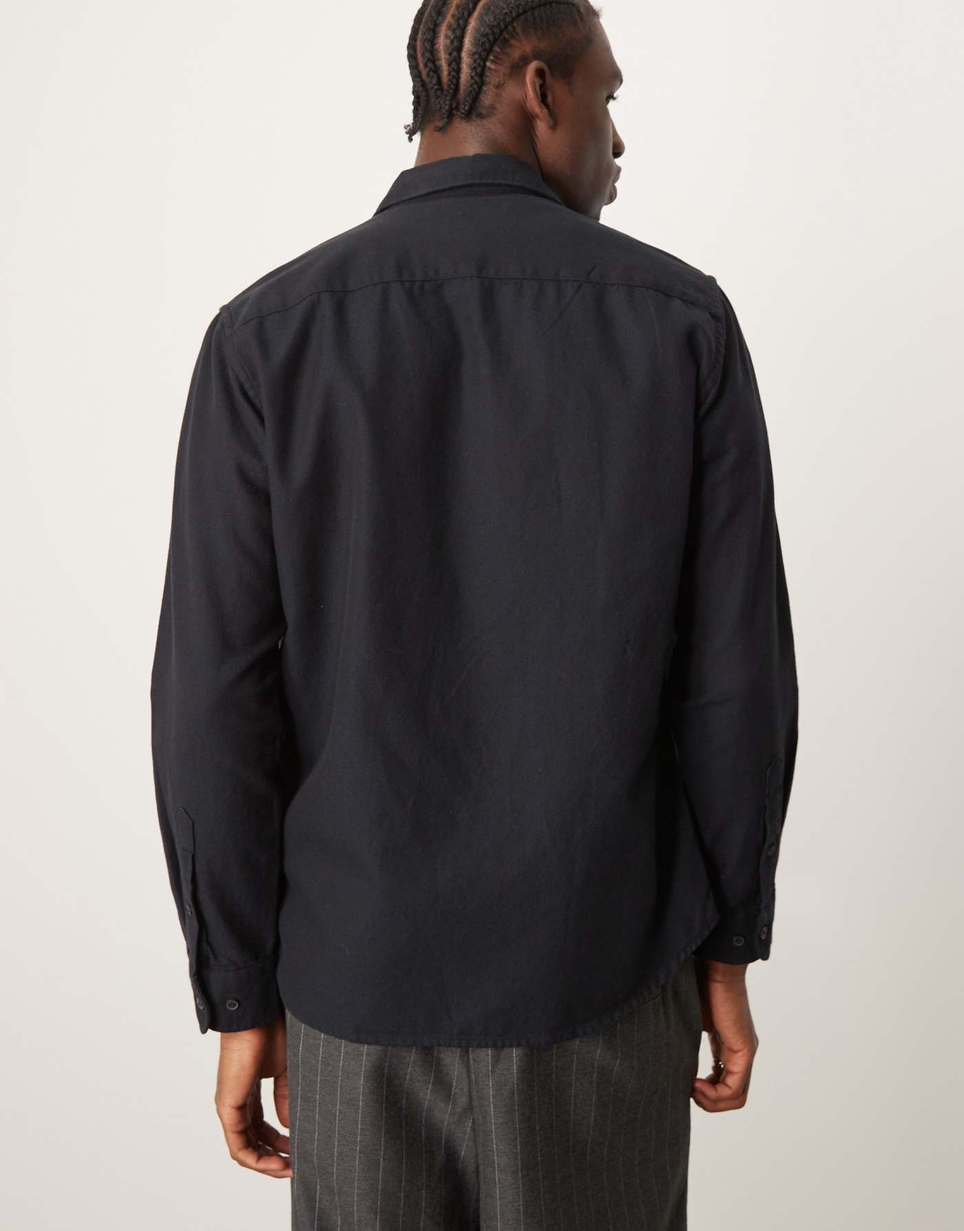 Selected Homme oversized flannel shirt in black