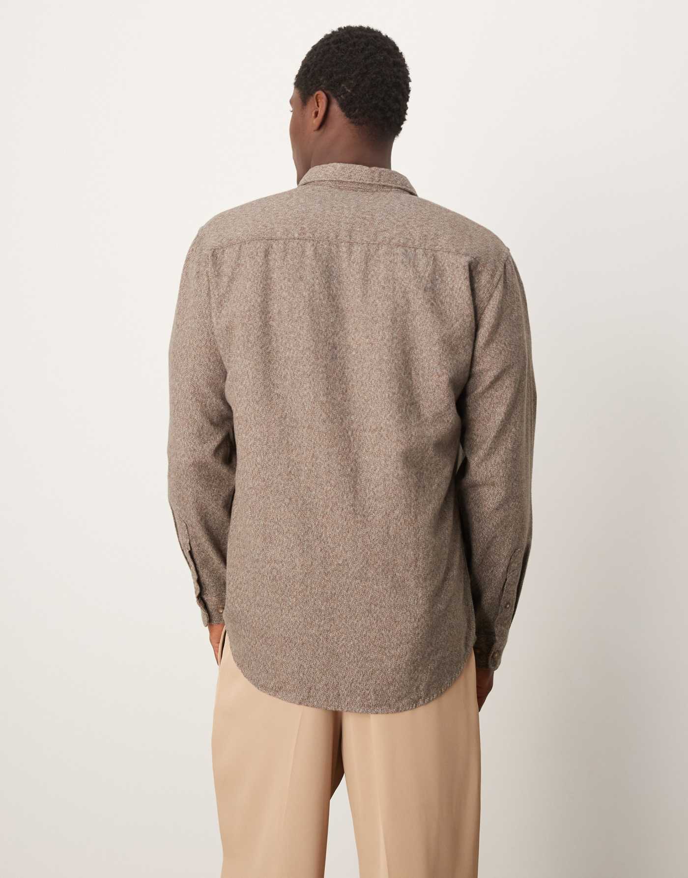 Selected Homme oversized flannel shirt in brown