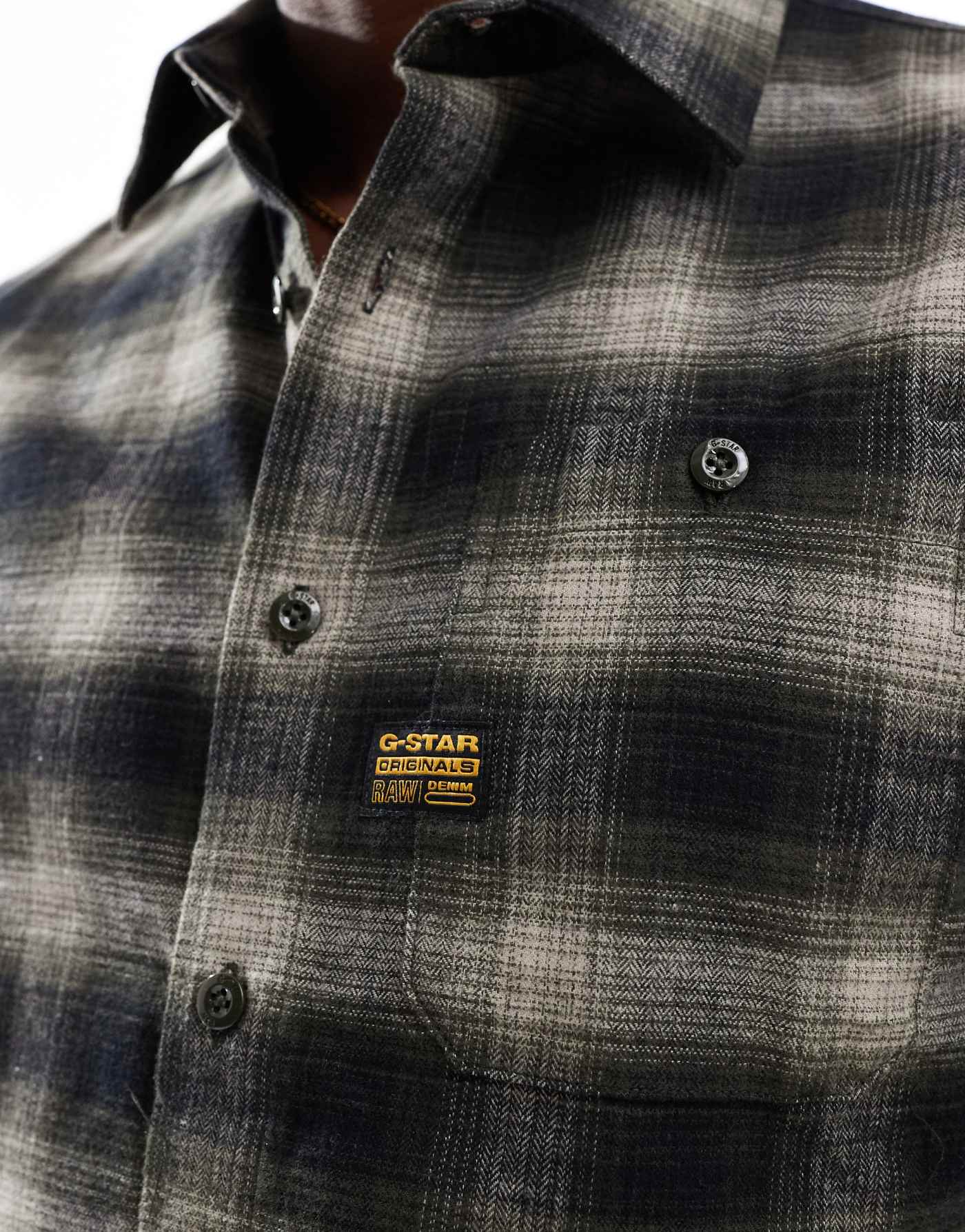 G-Star bristum checked flannel shirt in black and beige