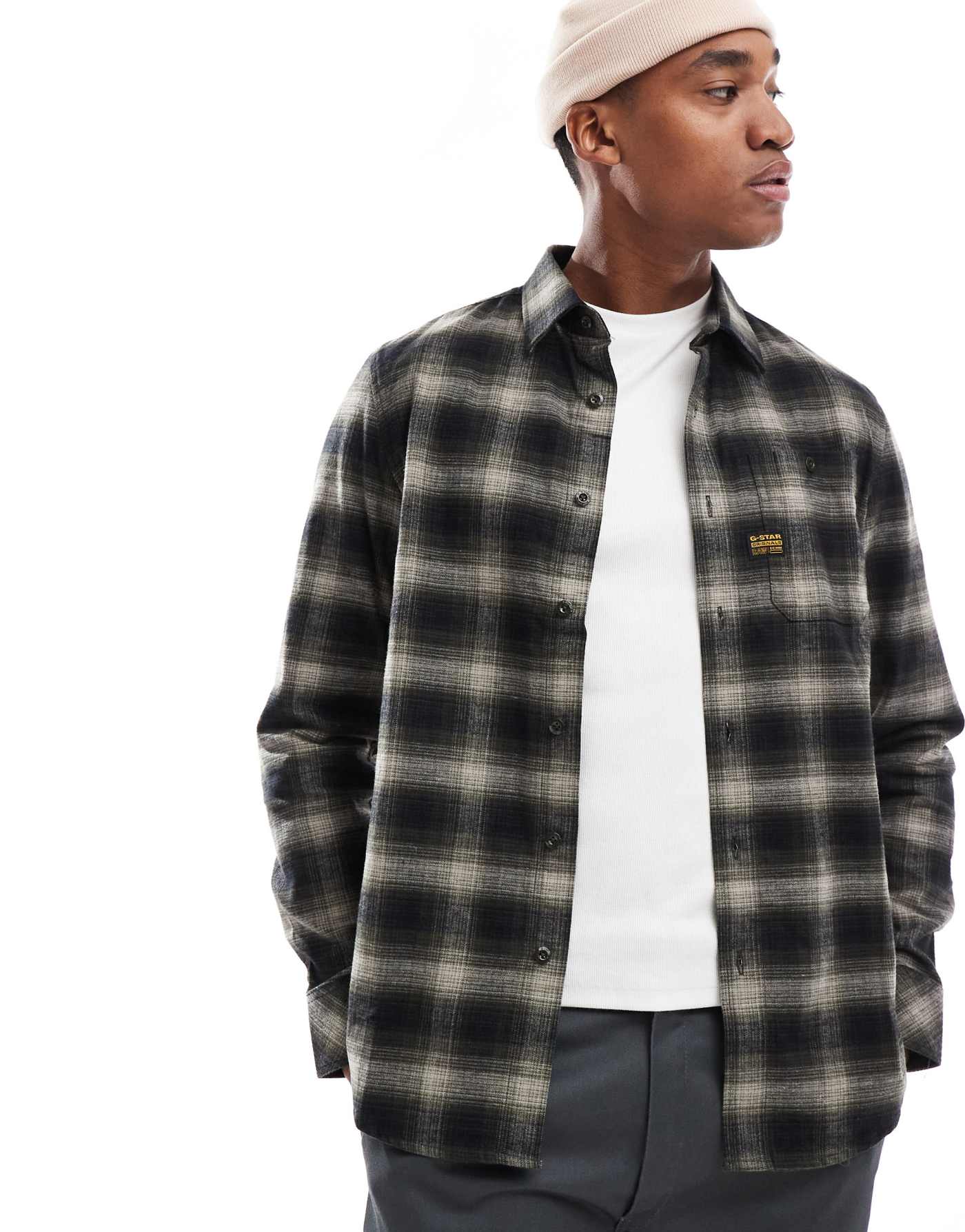 G-Star bristum checked flannel shirt in black and beige