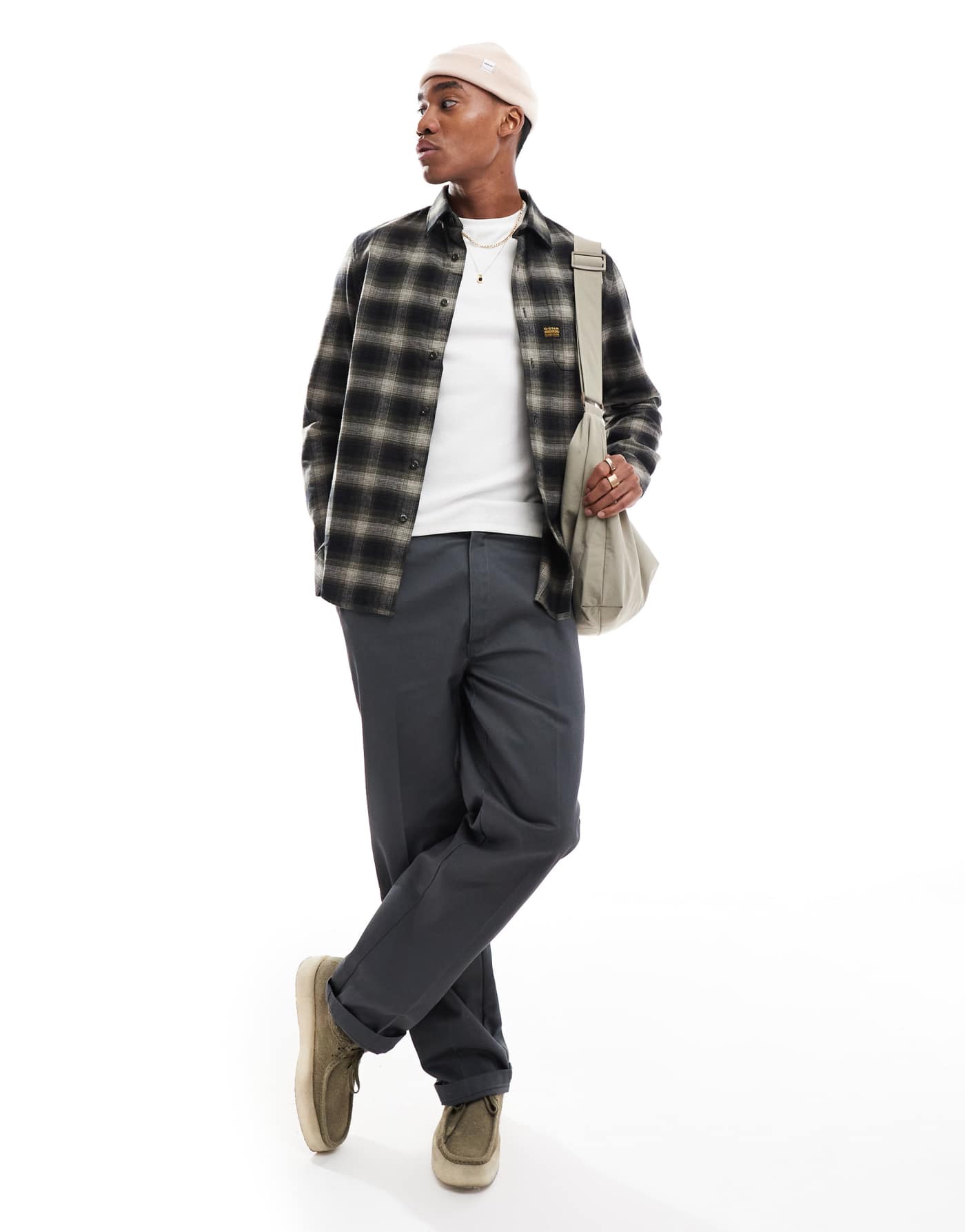 G-Star bristum checked flannel shirt in black and beige