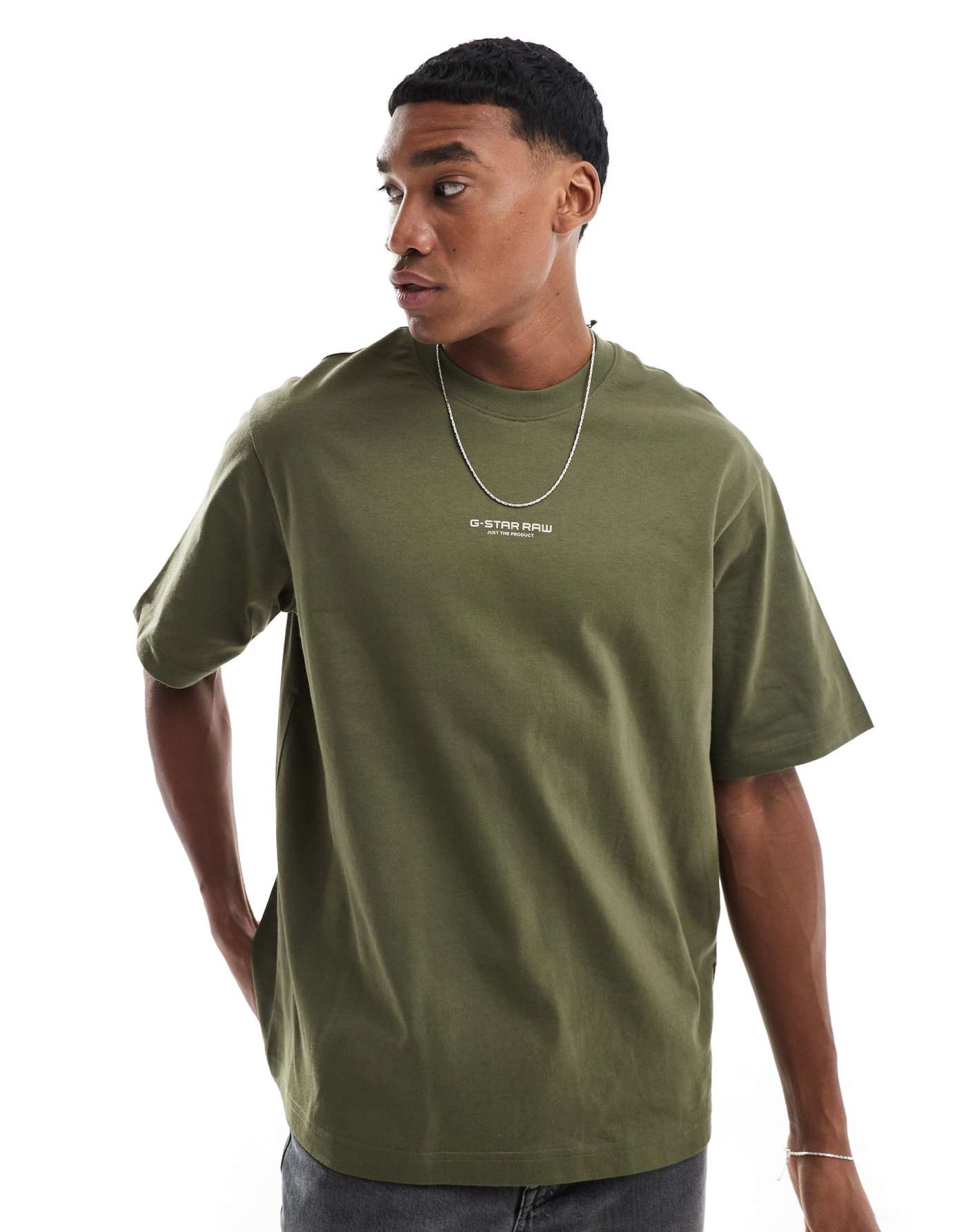 G-Star oversized t-shirt in dark green with centre chest logo print